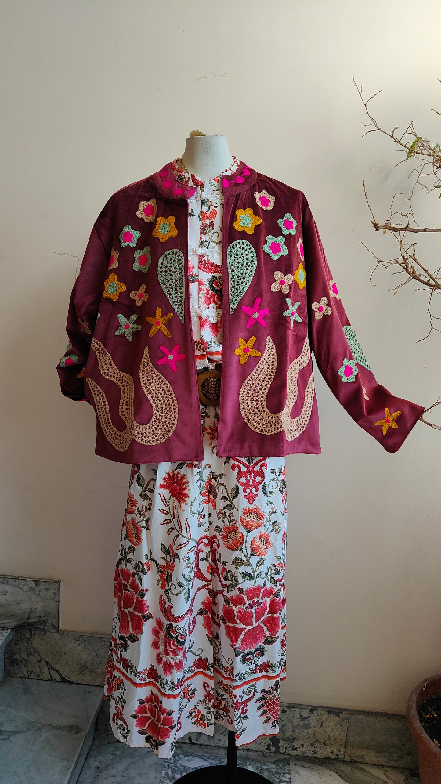 Giacca Boho con Tasche Laterali