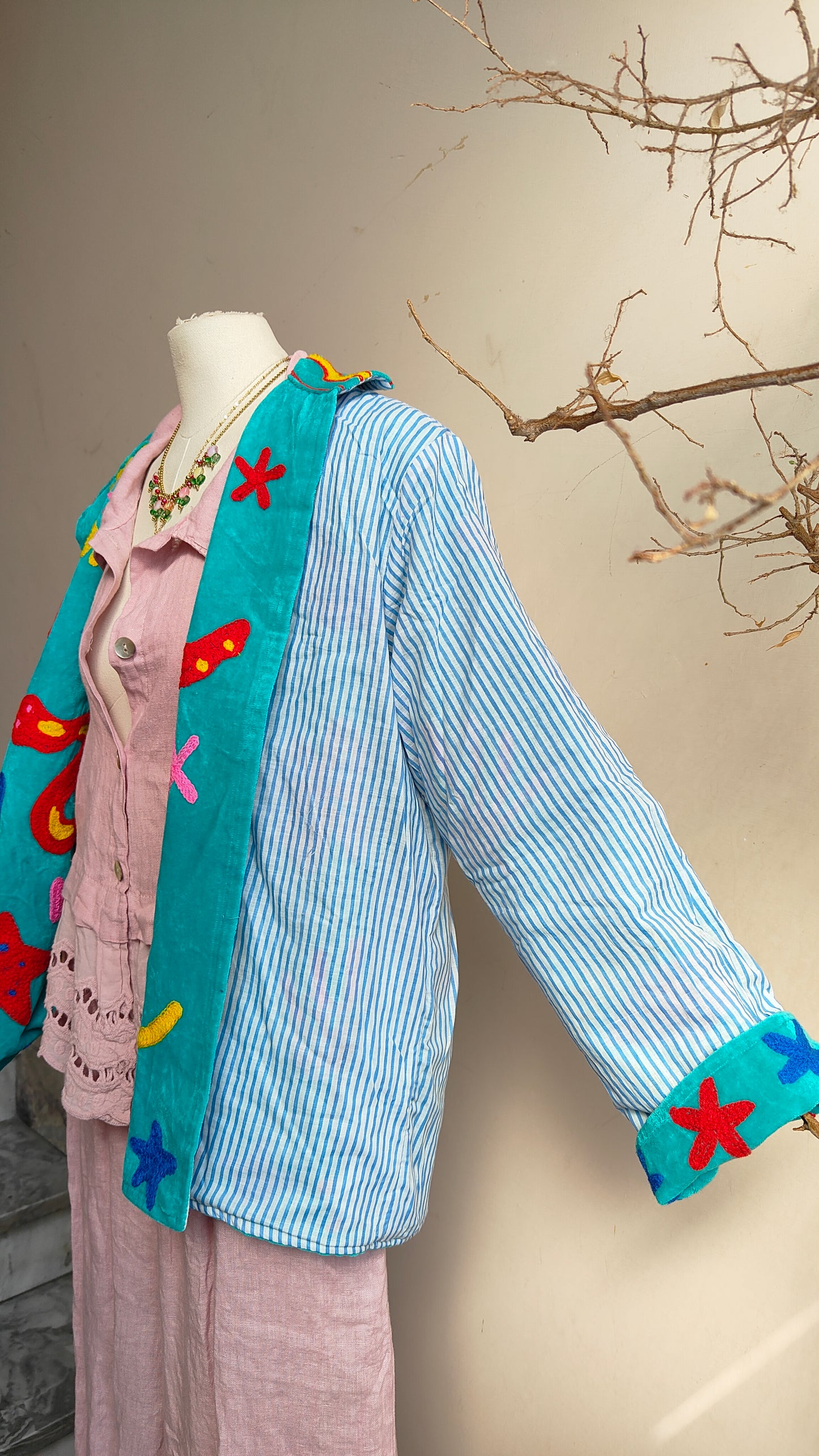 Giacca Boho con Tasche Laterali