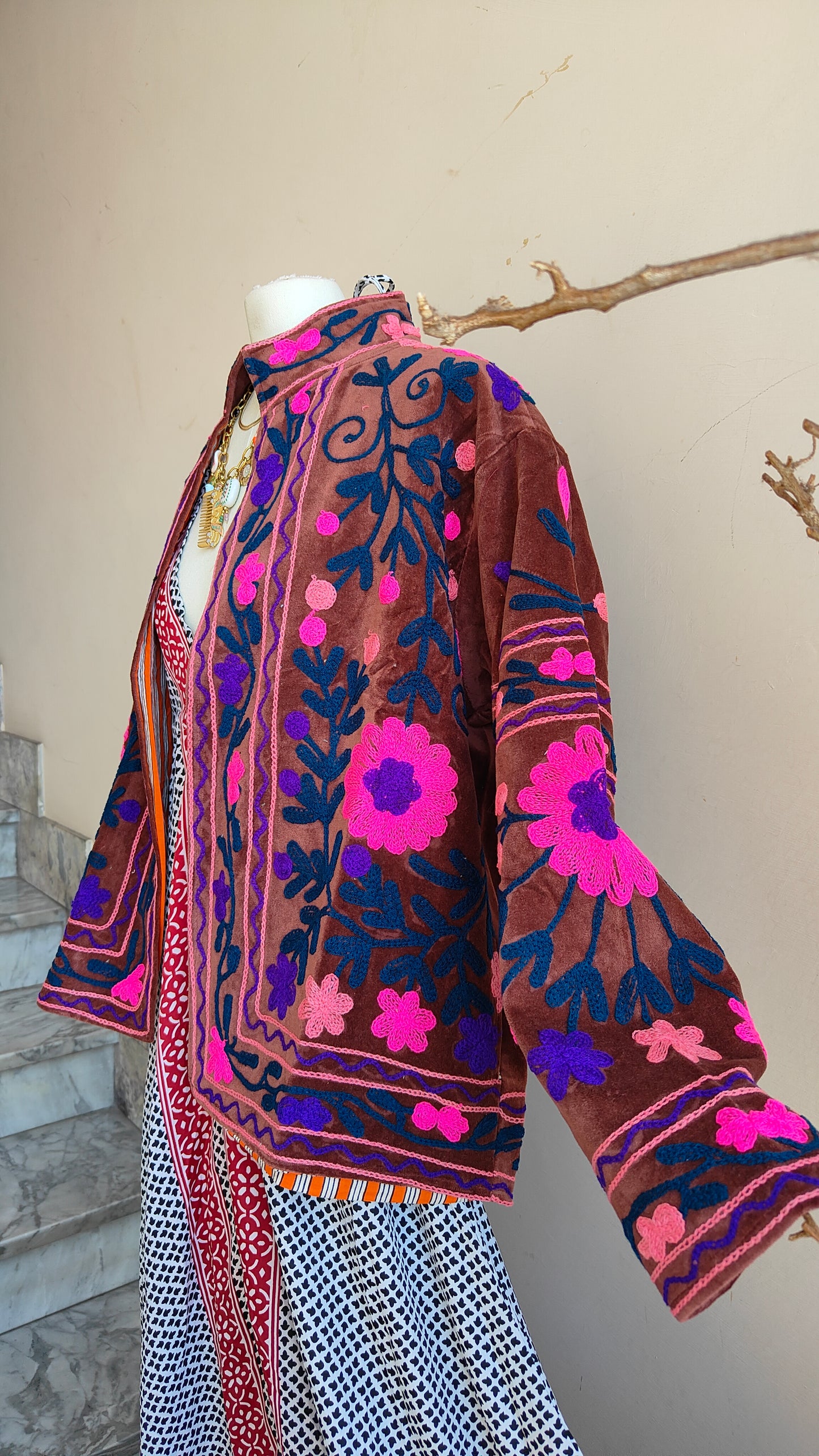 Giacca Boho con Tasche Laterali