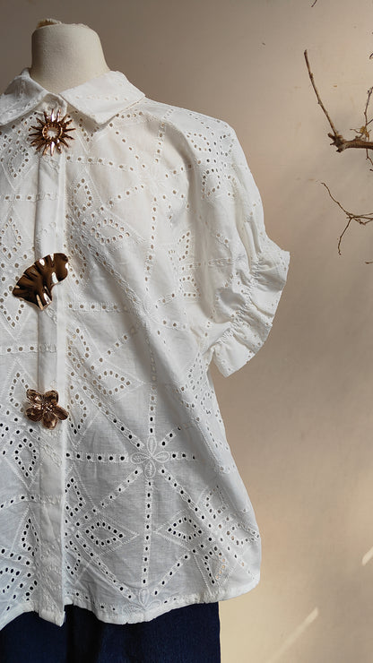 Camicia Ricamo Celeste