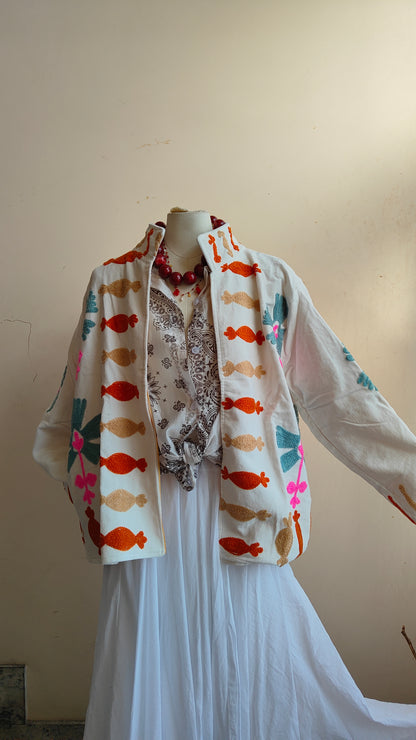 Giacca Boho con Tasche Laterali