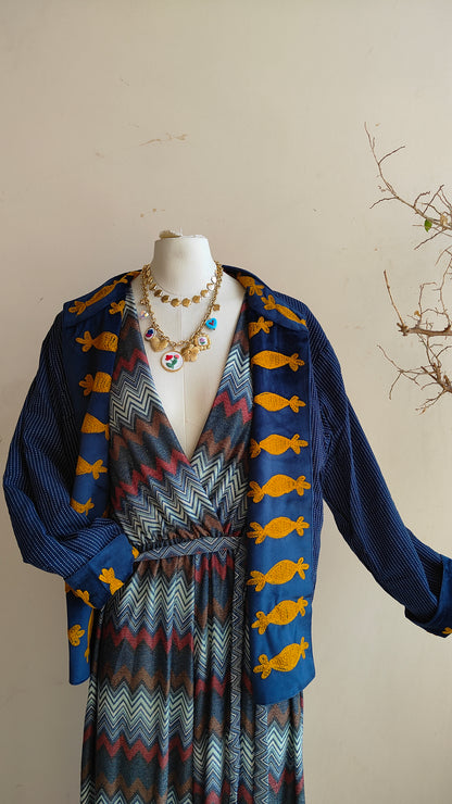 Giacca Boho con Tasche Laterali