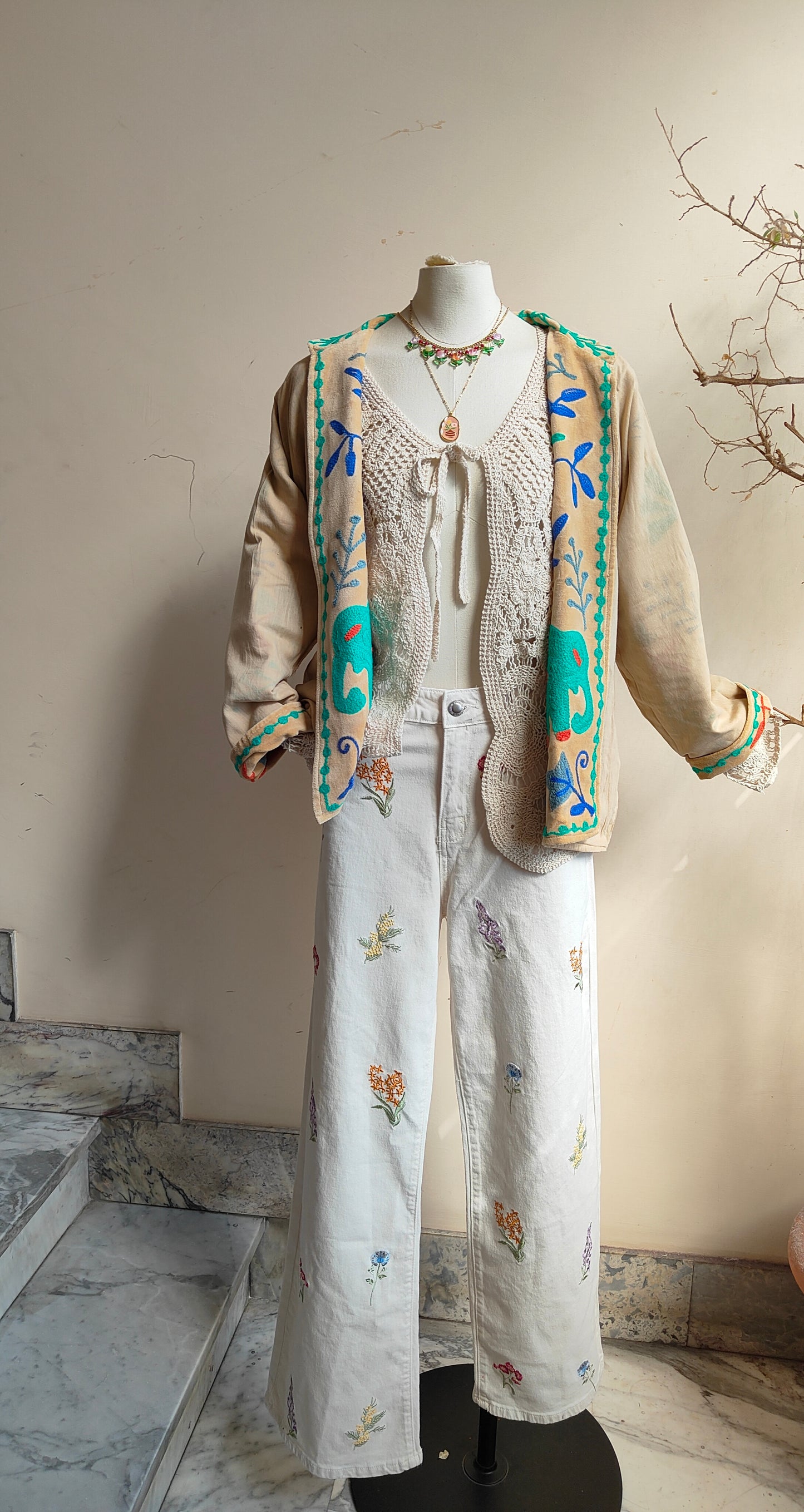Giacca Boho con Tasche Laterali