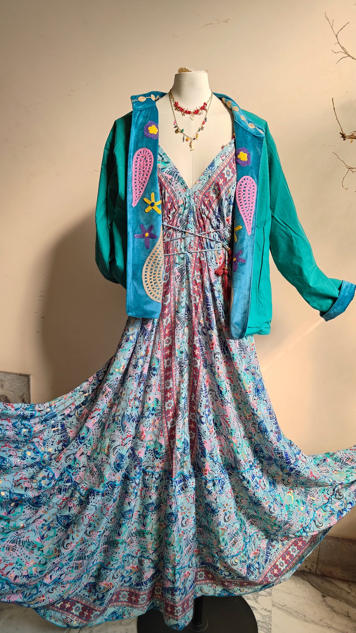 Giacca Boho con Tasche Laterali