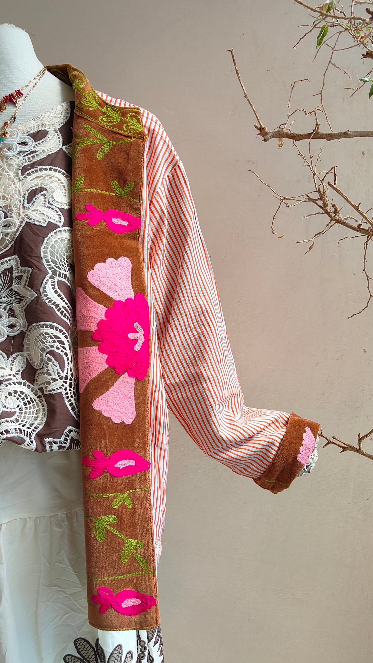 Giacca Boho con Tasche Laterali