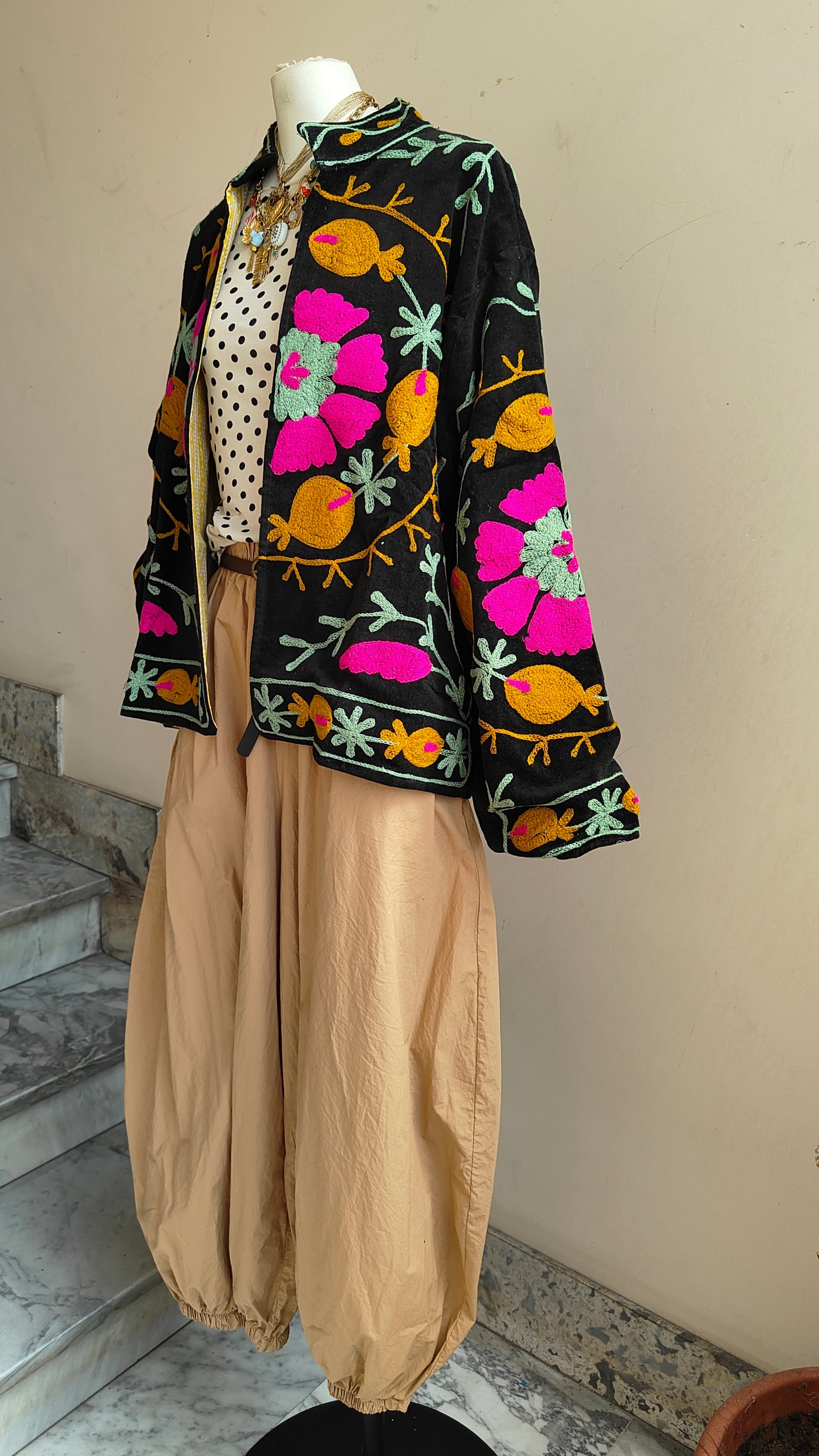 Giacca Boho con Tasche Laterali