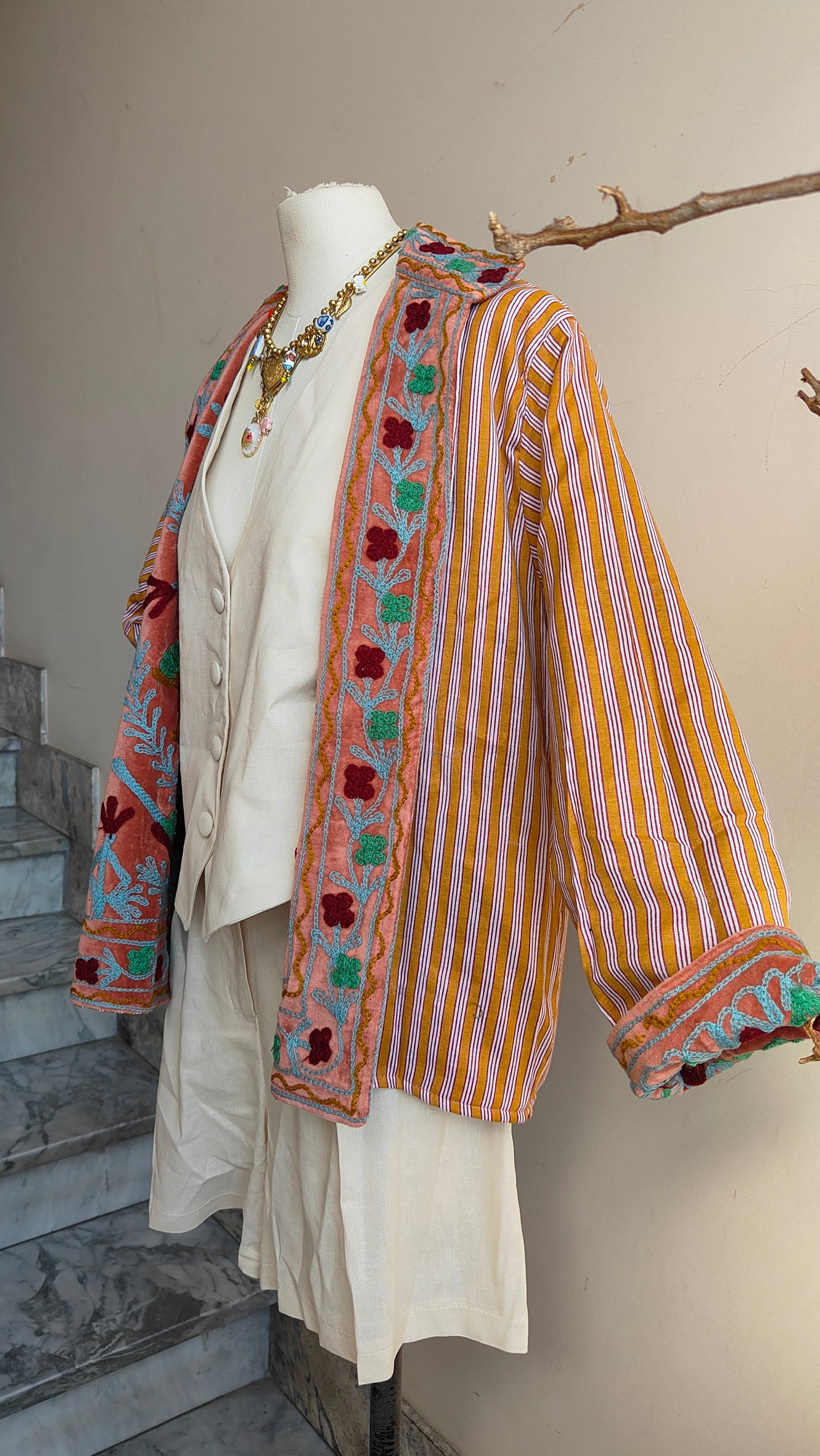 Giacca Boho con Tasche Laterali