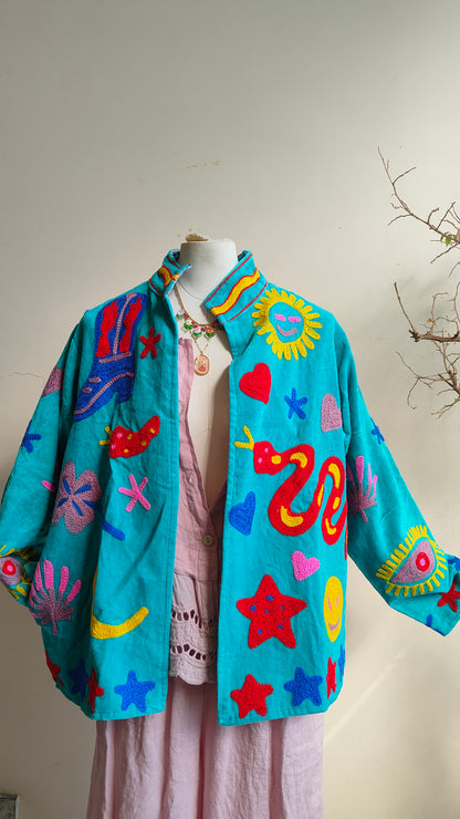 Giacca Boho con Tasche Laterali