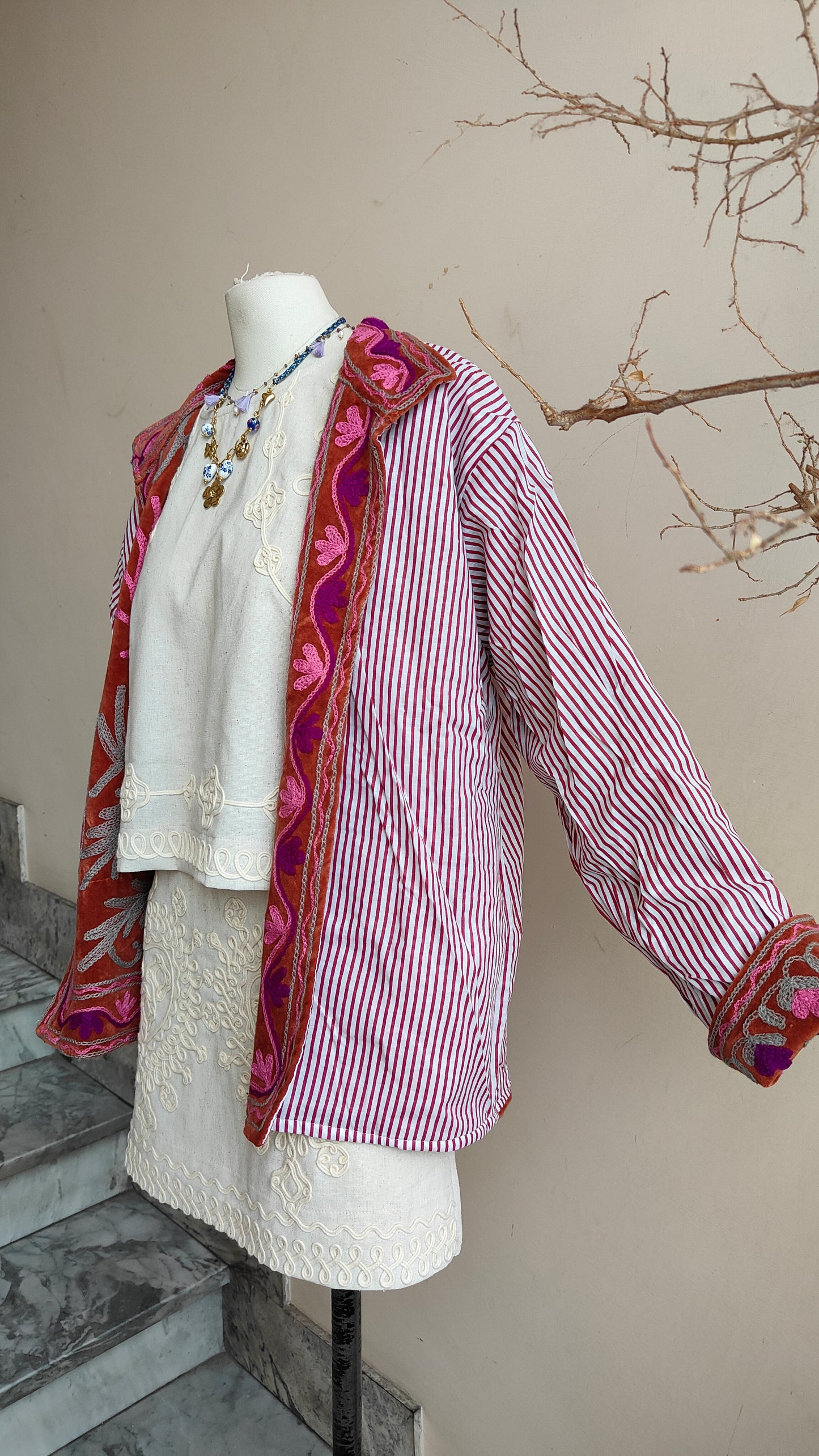 Giacca Boho con Tasche Laterali
