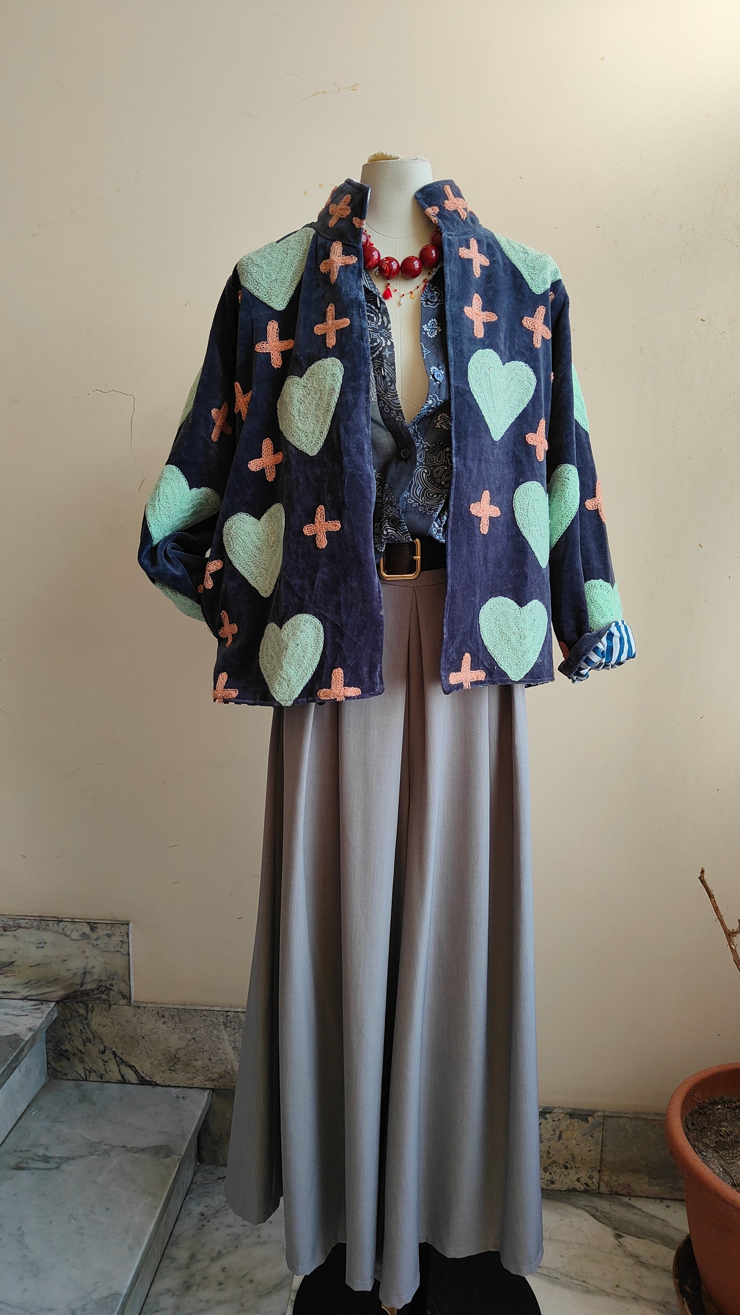 Giacca Boho con Tasche Laterali