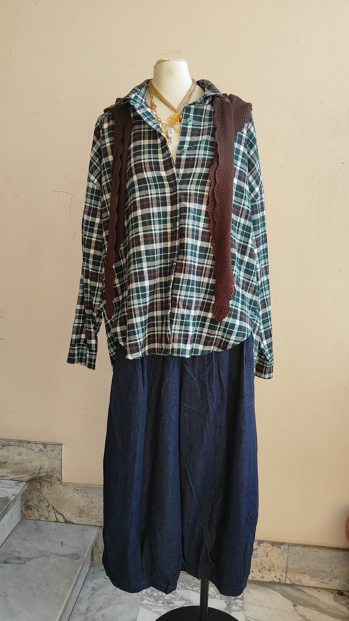 CAMICIA TARTAN CON CAPPUCCIO REMOVIBILE