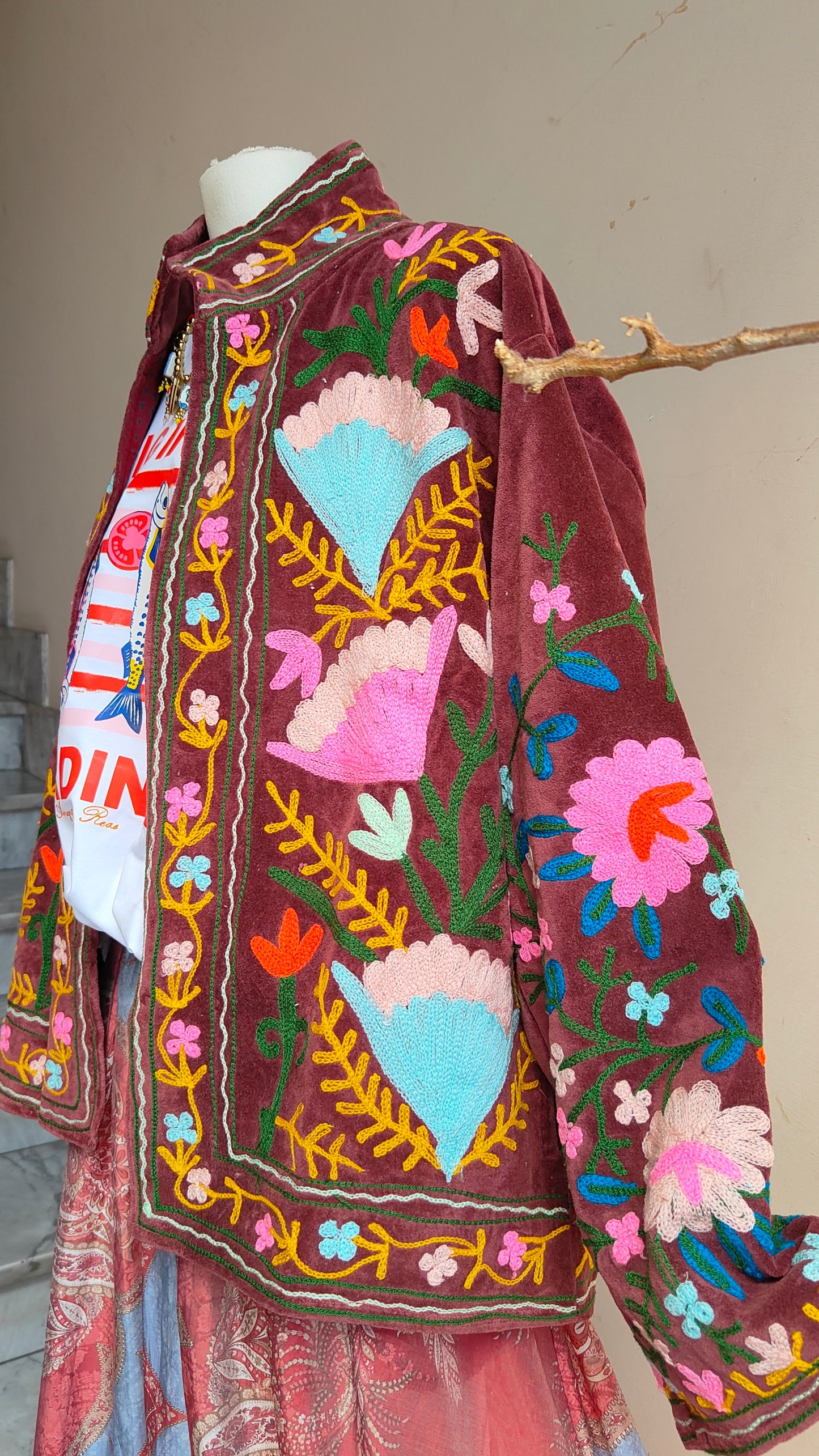 Giacca Boho con Tasche Laterali