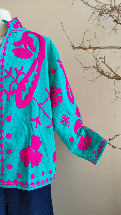 Giacca Boho con Tasche Laterali