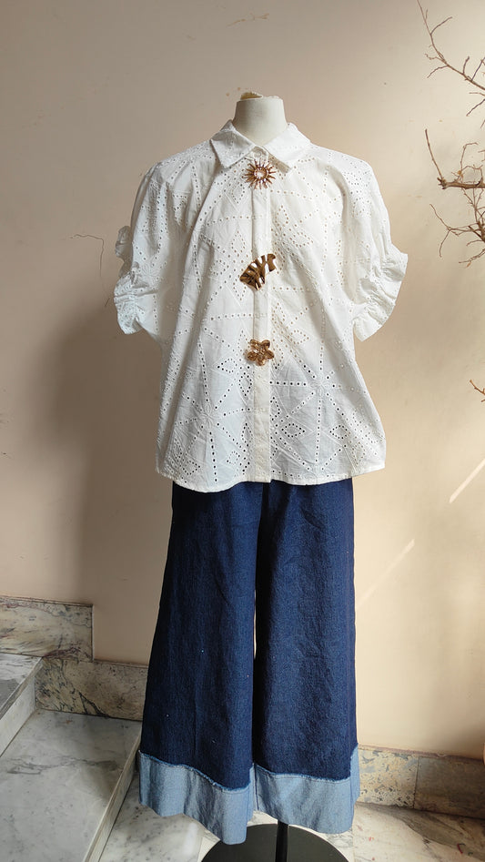 Camicia Ricamo Celeste