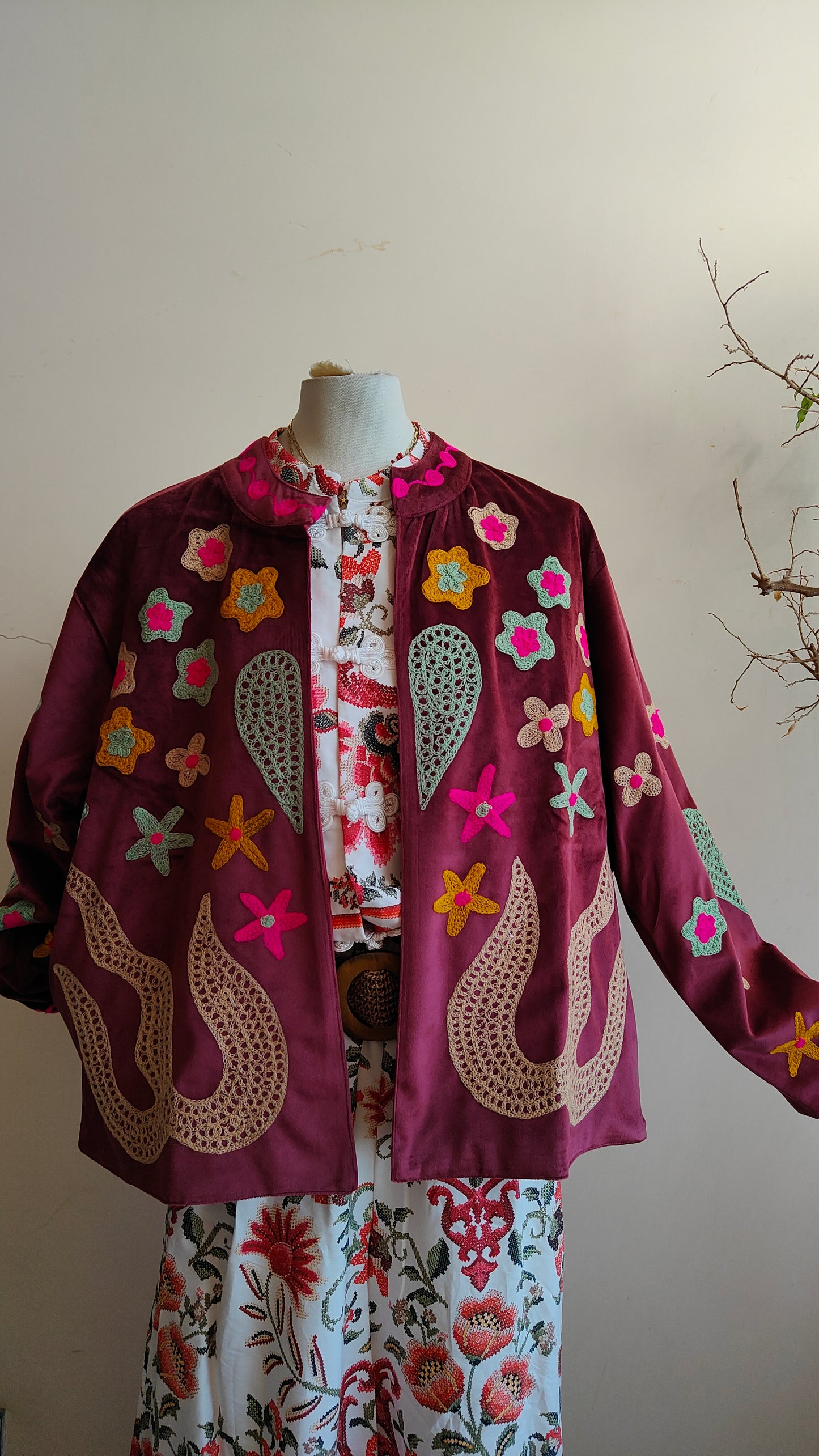 Giacca Boho con Tasche Laterali