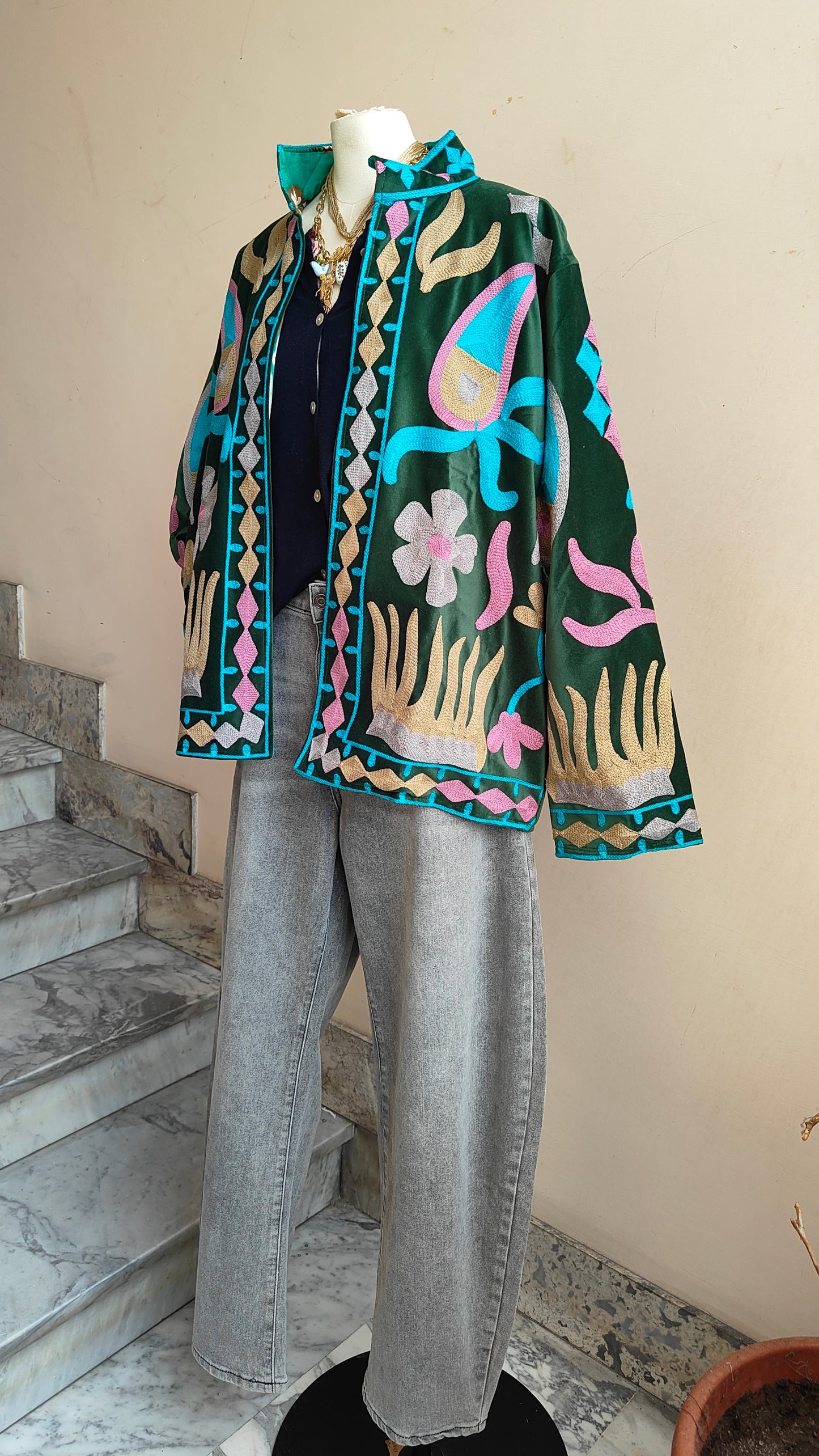 Giacca Boho con Tasche Laterali