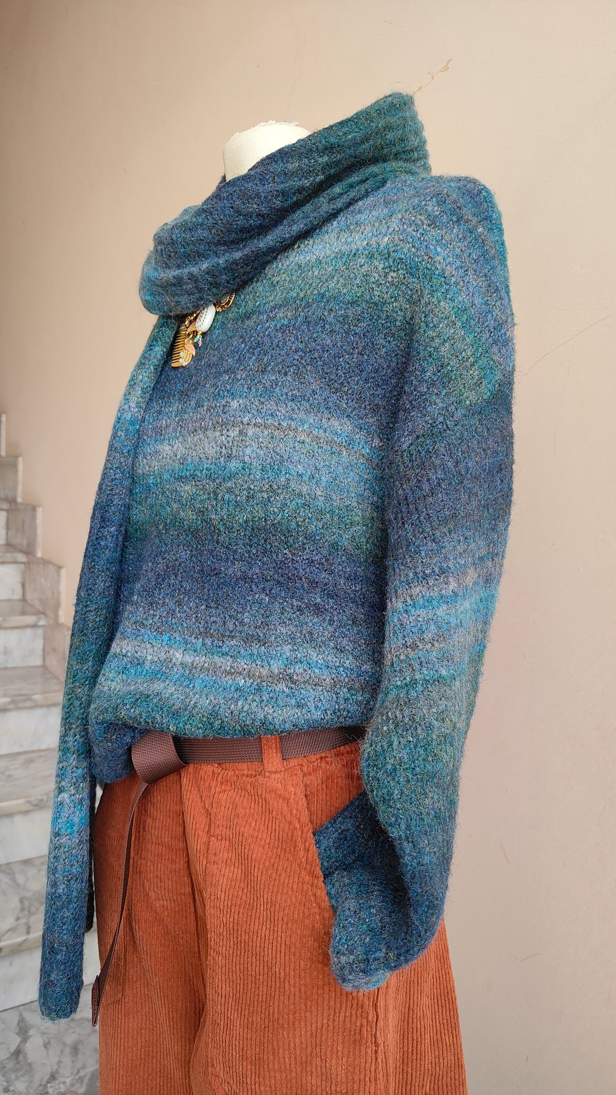 MAGLIONE SOFT MELANGE CON SCIARPA