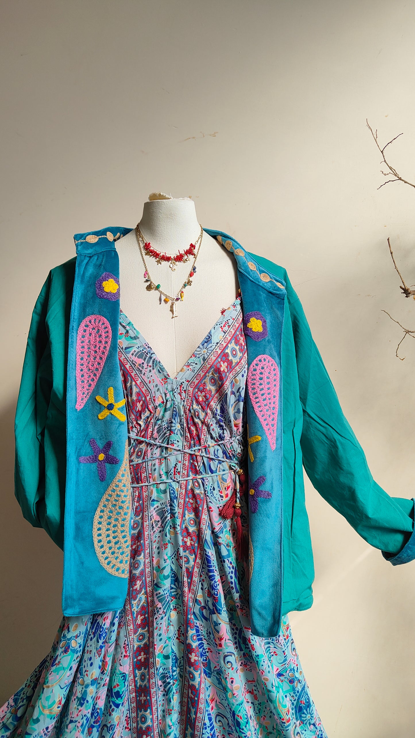 Giacca Boho con Tasche Laterali