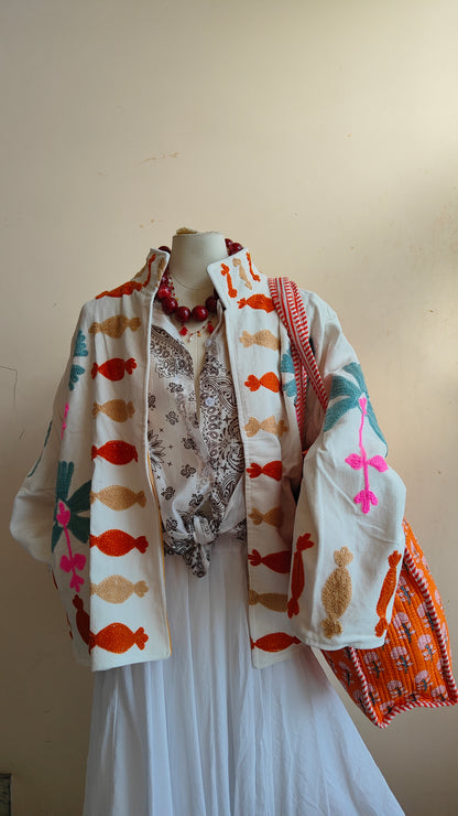 Giacca Boho con Tasche Laterali