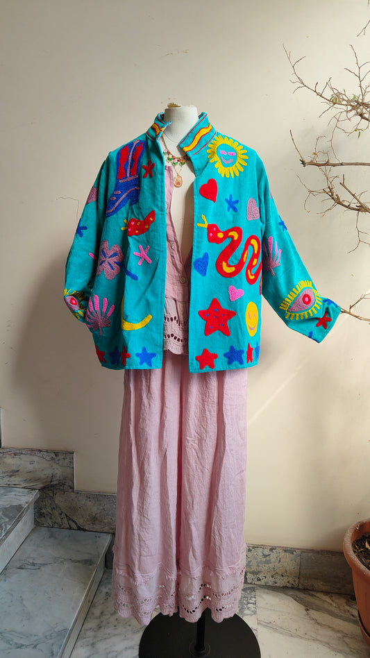 Giacca Boho con Tasche Laterali