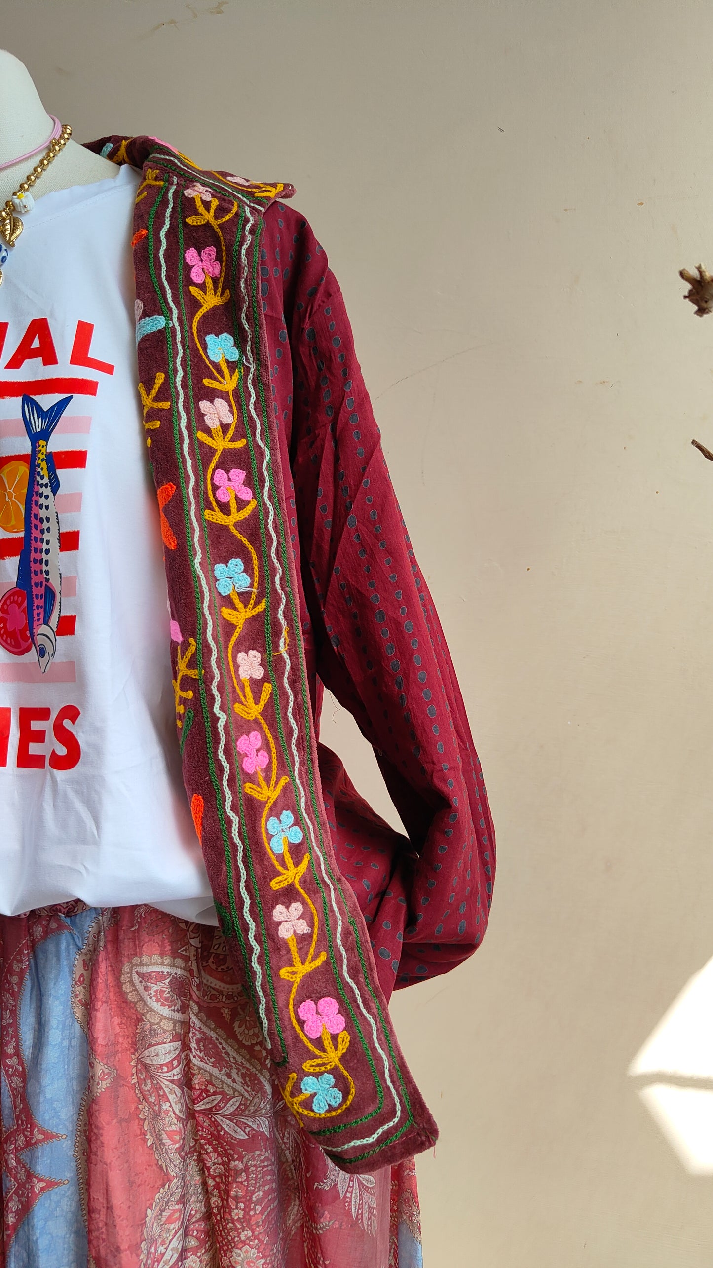 Giacca Boho con Tasche Laterali