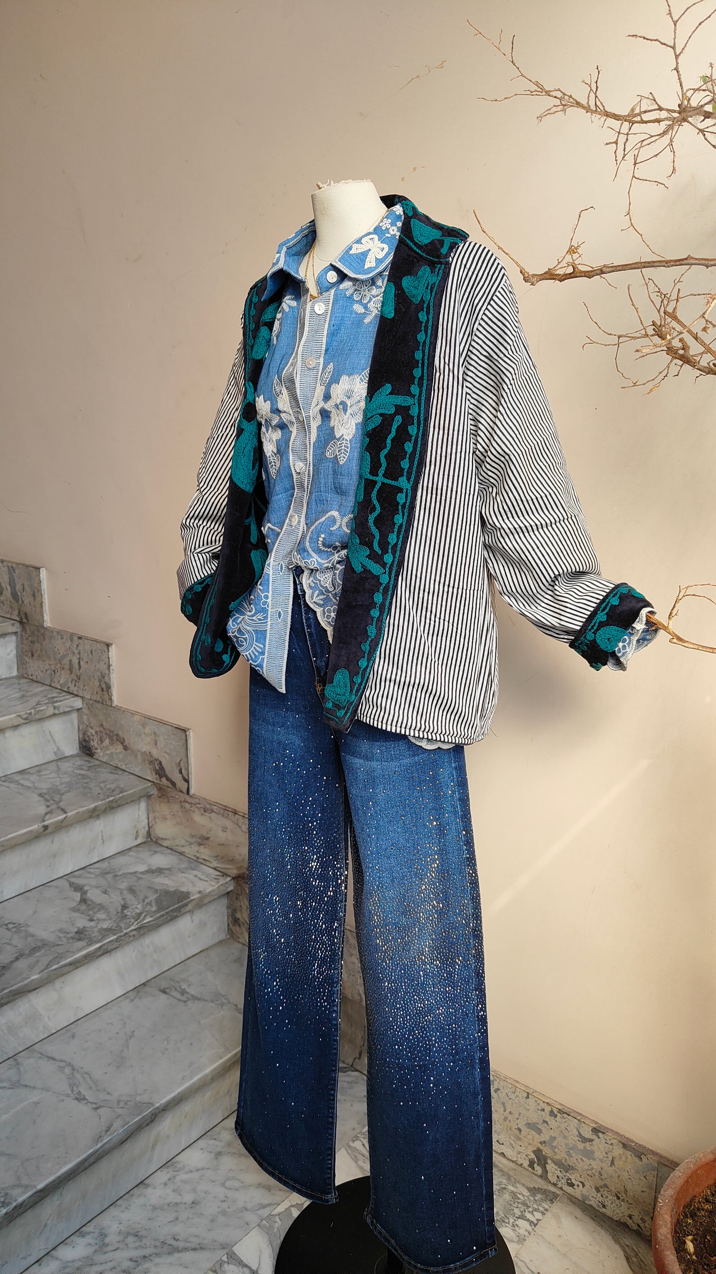 Giacca Boho con Tasche Laterali