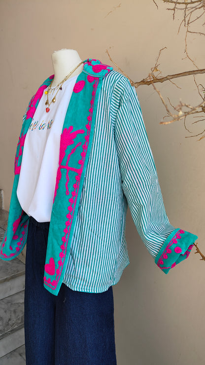 Giacca Boho con Tasche Laterali