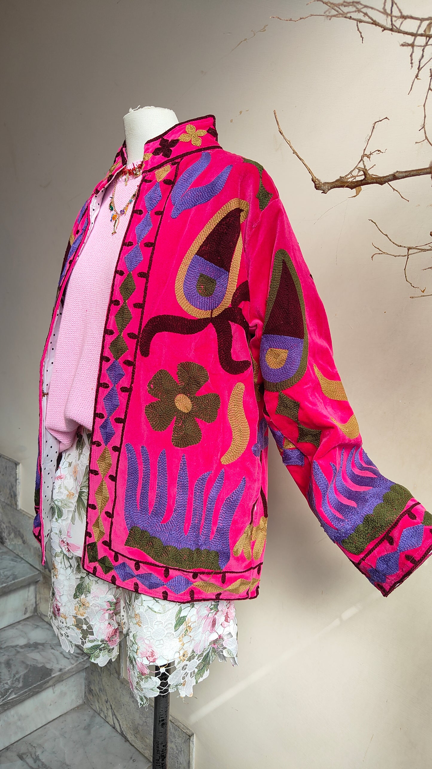 Giacca Boho con Tasche Laterali