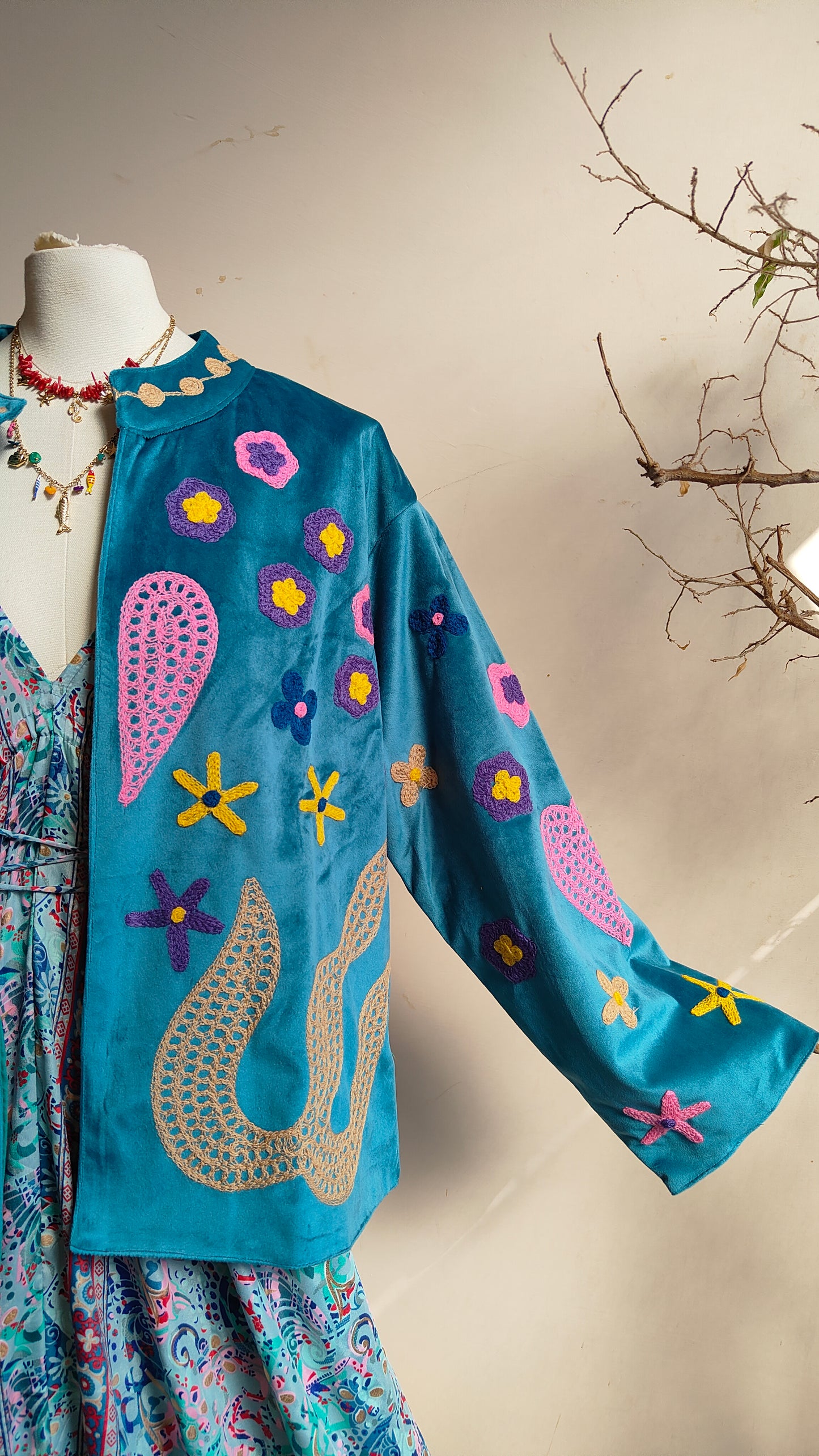 Giacca Boho con Tasche Laterali