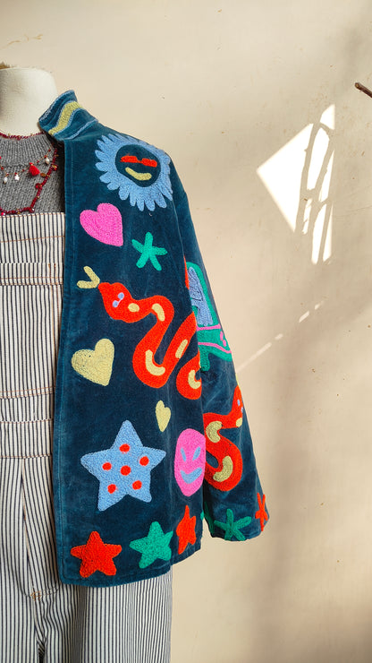 Giacca Boho con Tasche Laterali