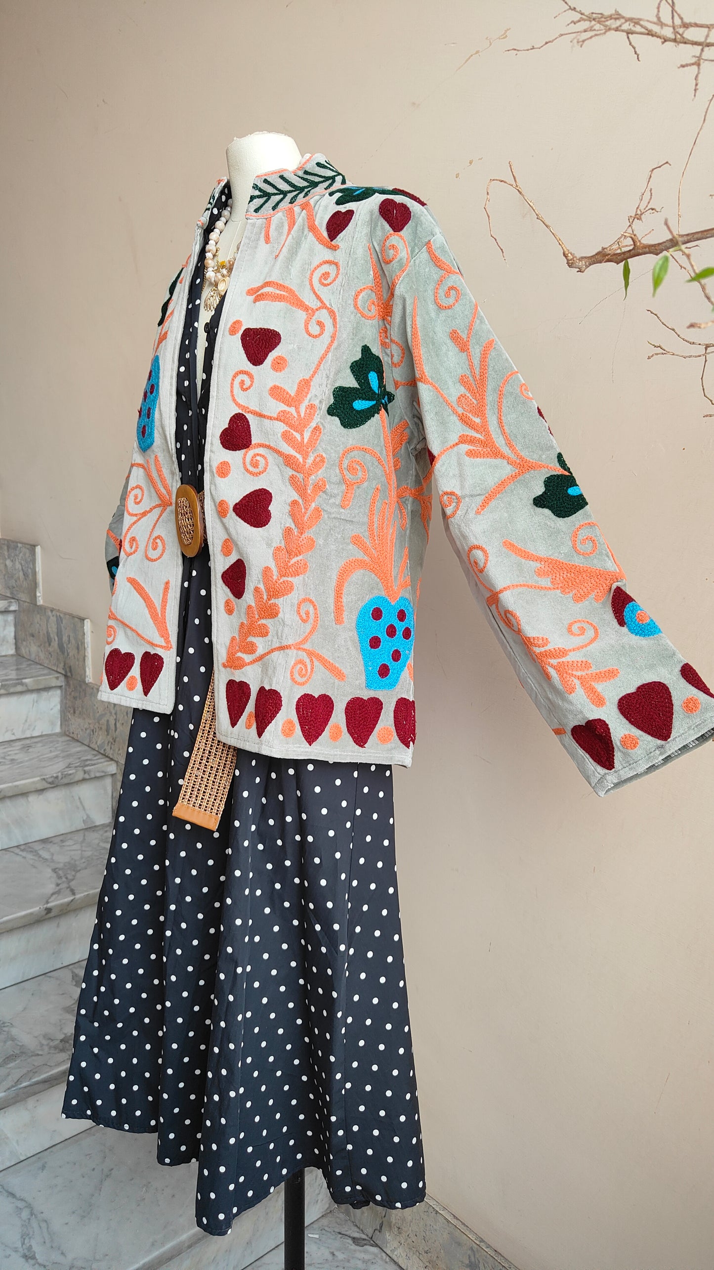 Giacca Boho con Tasche Laterali