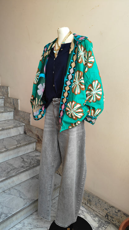 Giacca Boho con Tasche Laterali