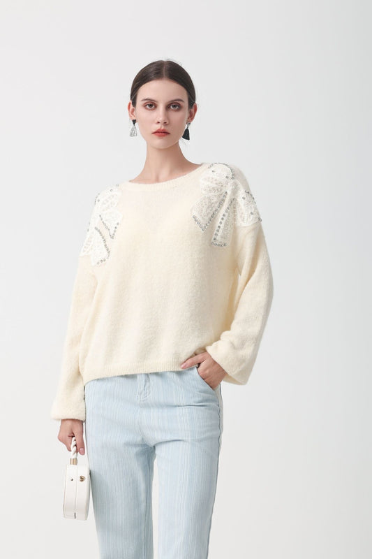 Pullover fiocco pizzo