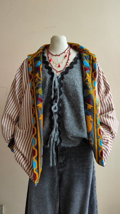 Giacca Boho con Tasche Laterali