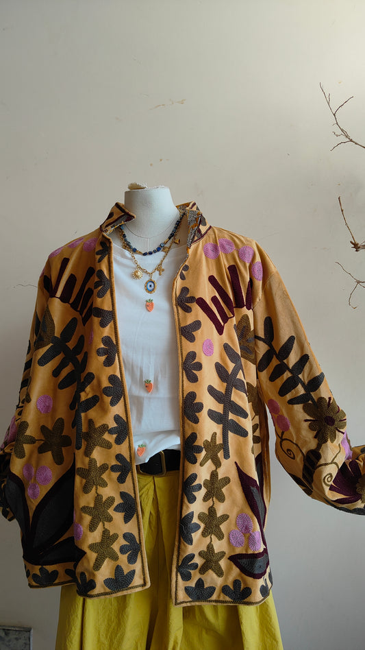 Giacca Boho con Tasche Laterali