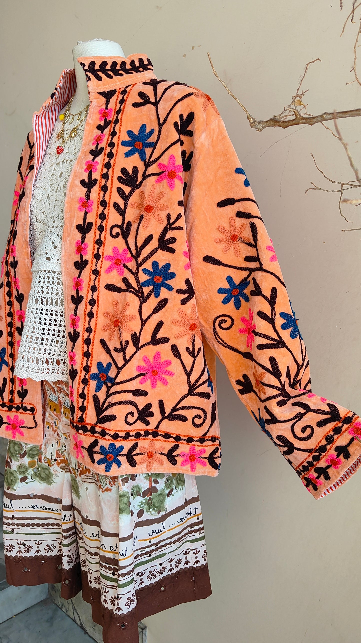 Giacca Boho con Tasche Laterali