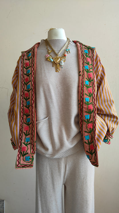 Giacca Boho con Tasche Laterali