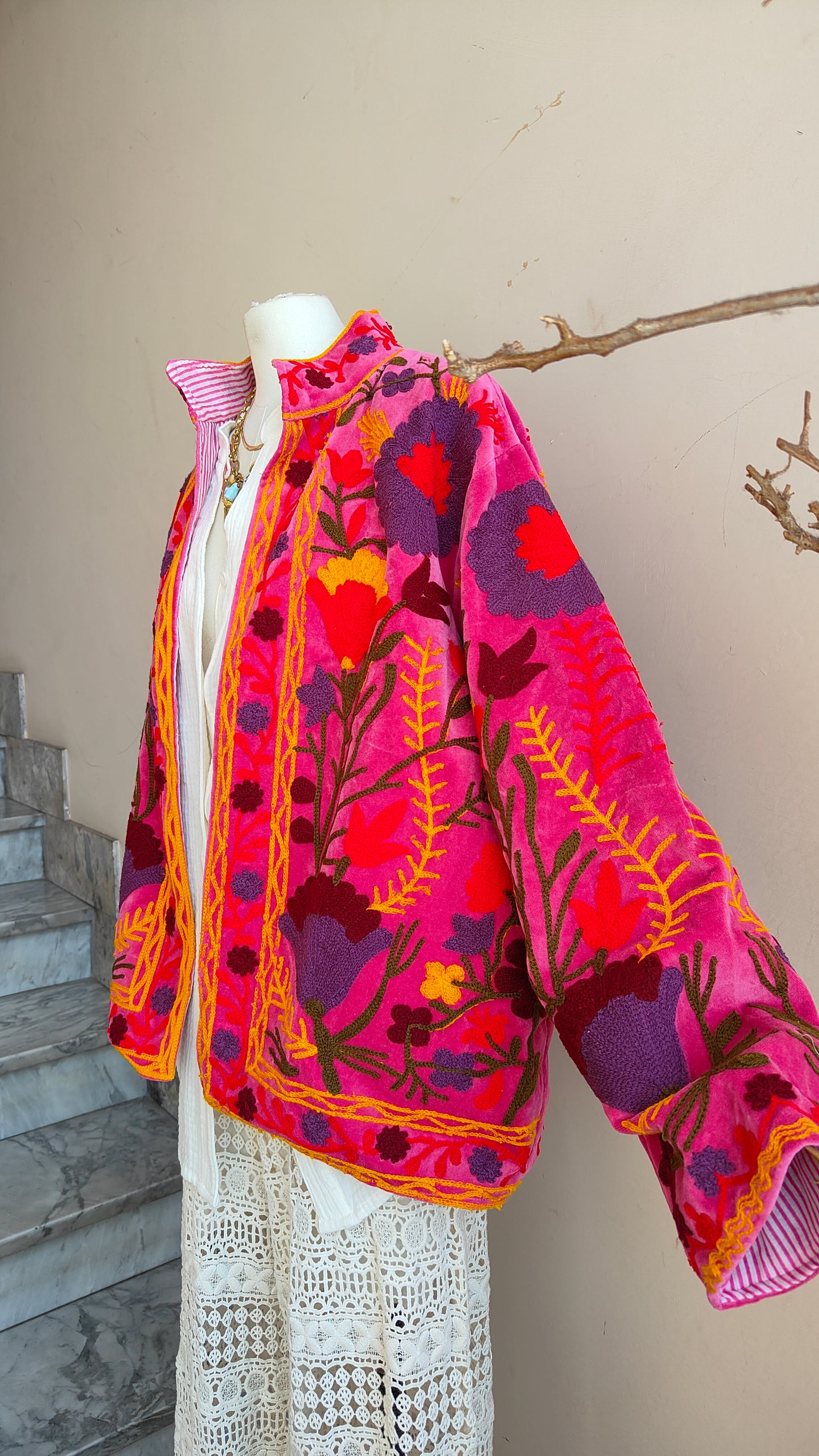 Giacca Boho con Tasche Laterali