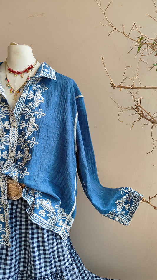 Camicia Ricamo Mediterraneo