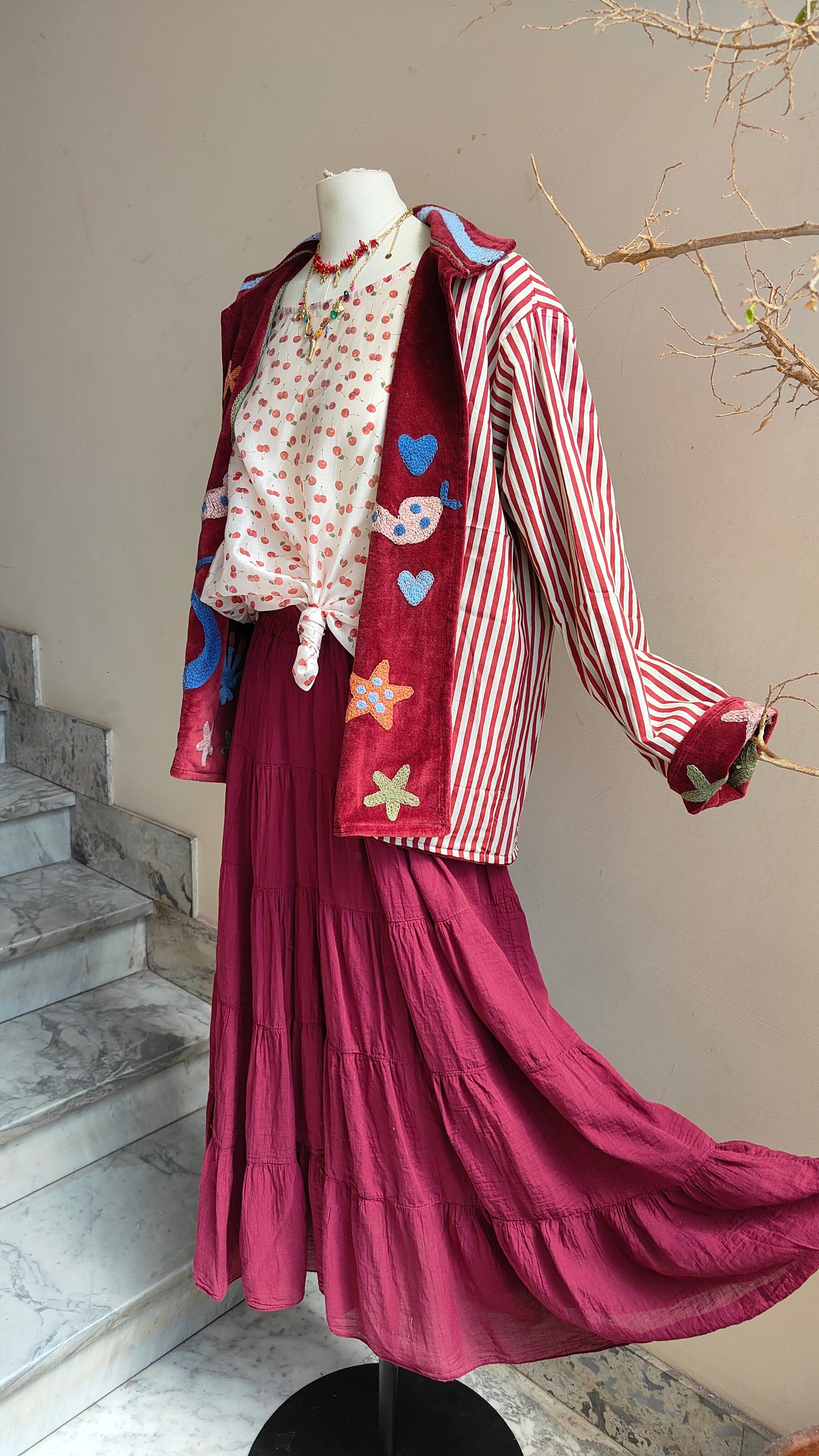Giacca Boho con Tasche Laterali