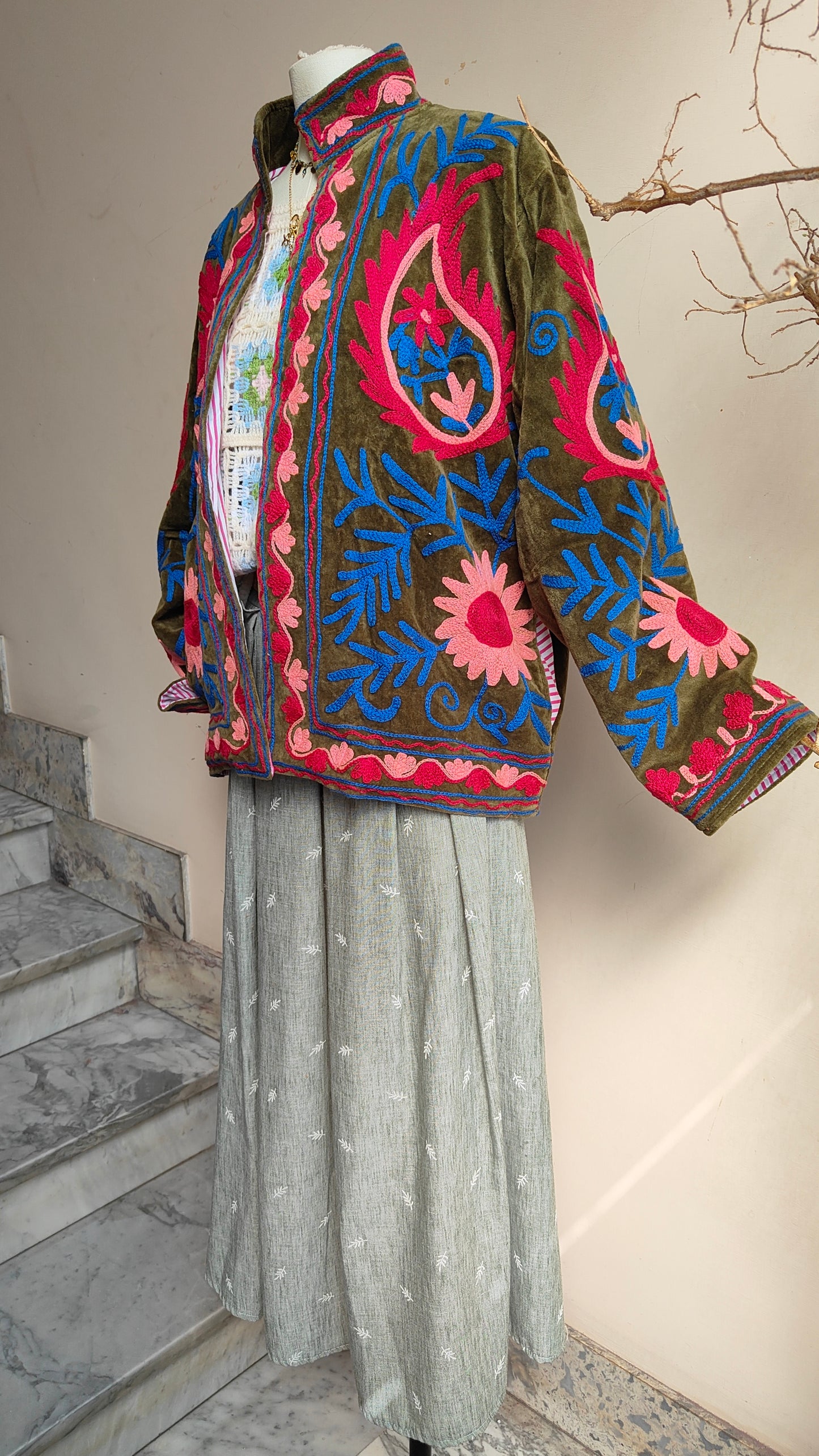 Giacca Boho con Tasche Laterali