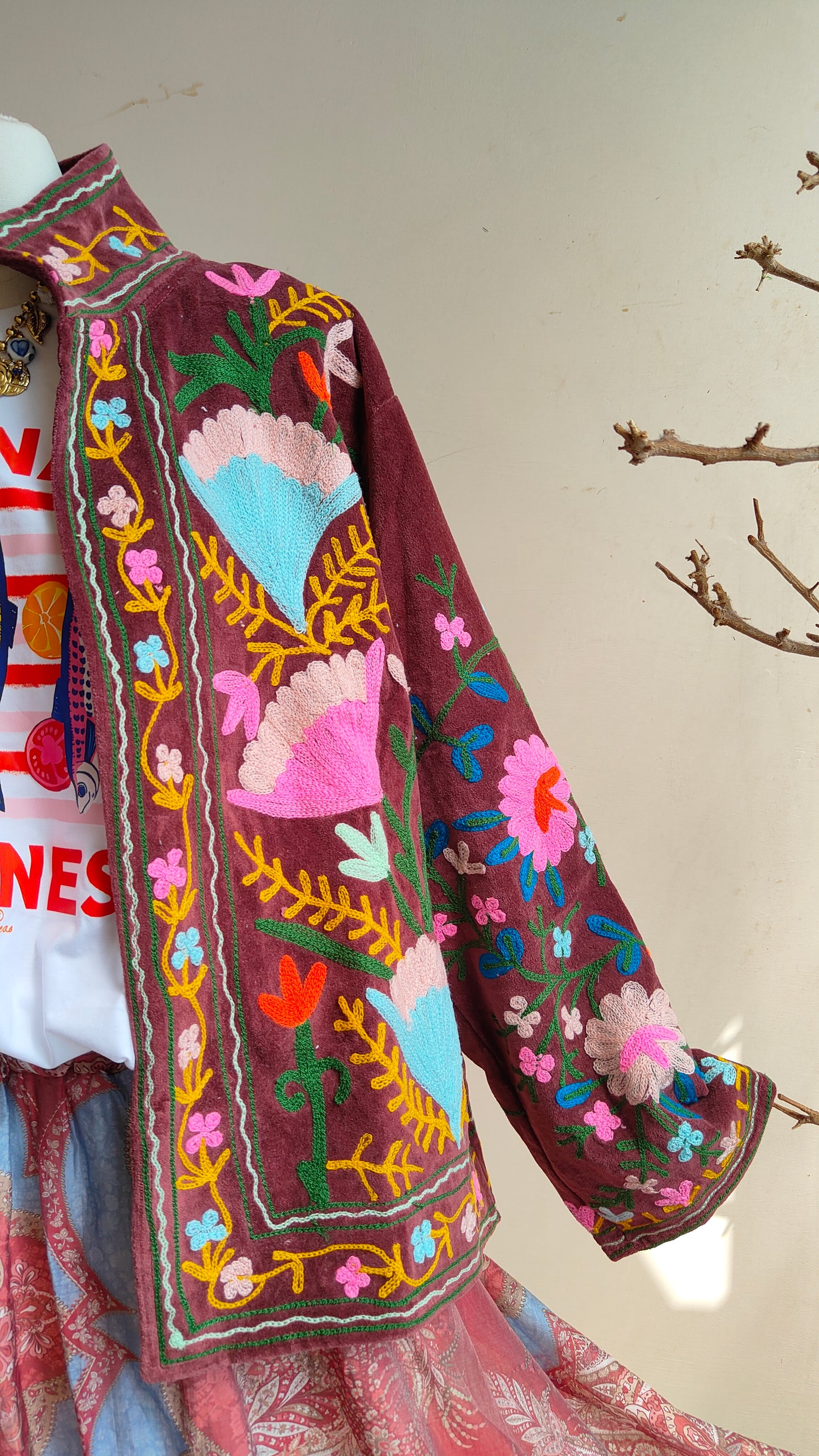 Giacca Boho con Tasche Laterali