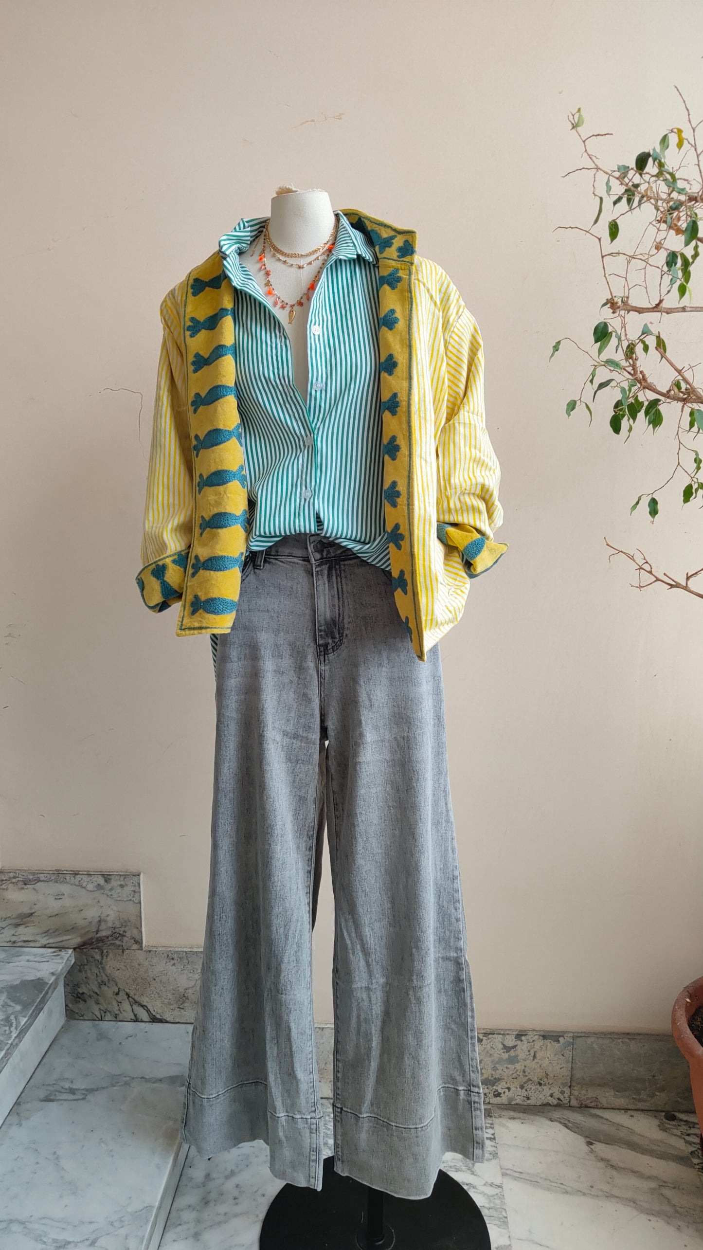 Giacca Boho con Tasche Laterali