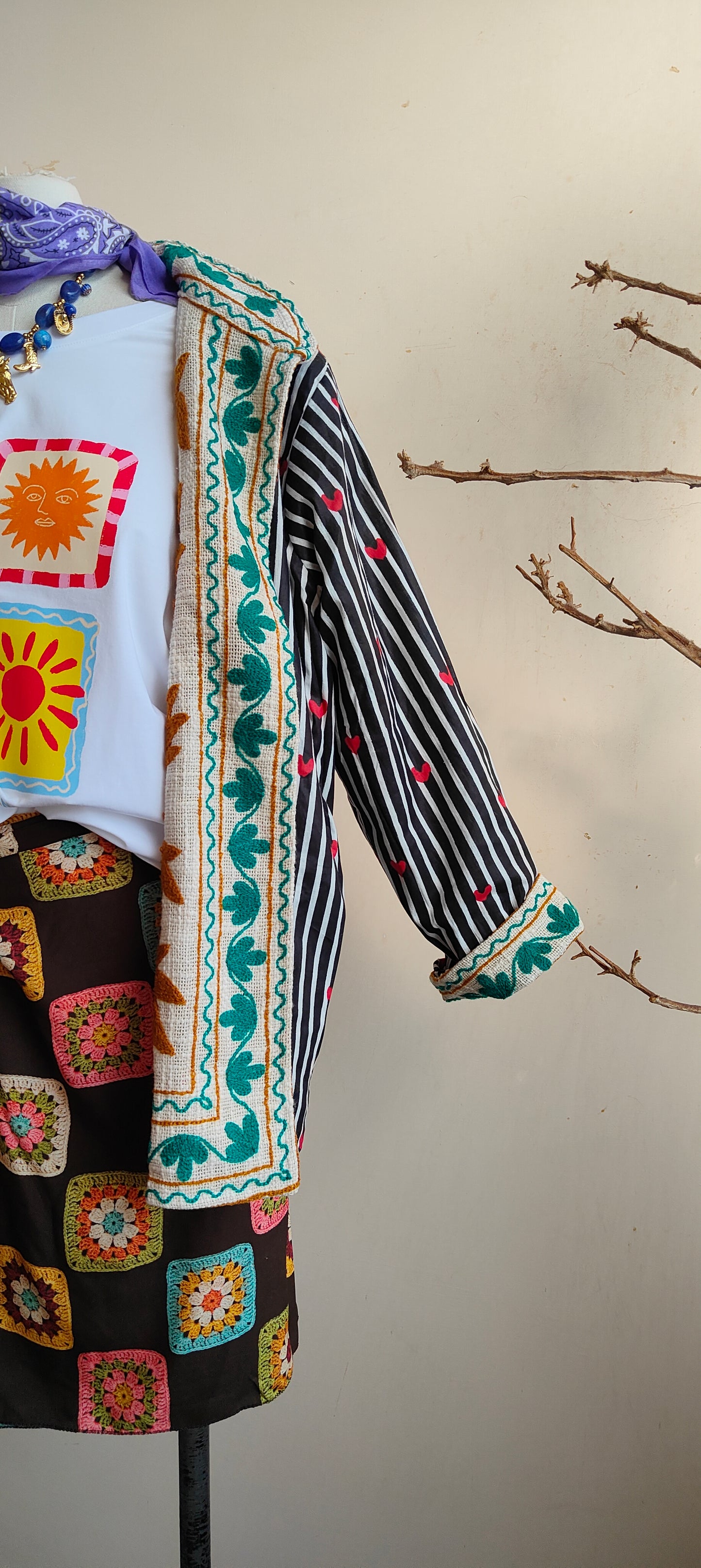 Giacca Boho tasche Canapa