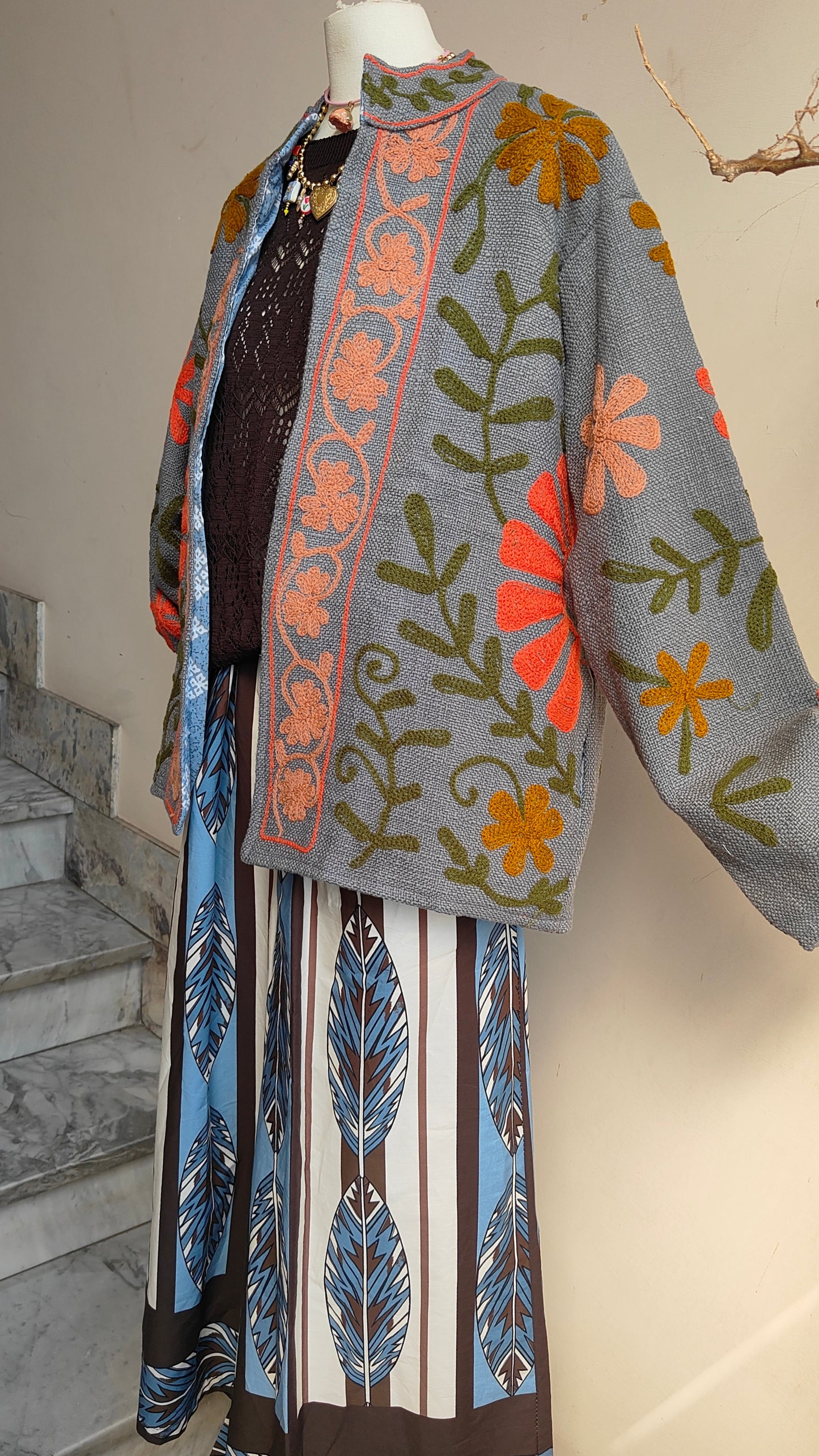 Giacca Boho tasche Canapa