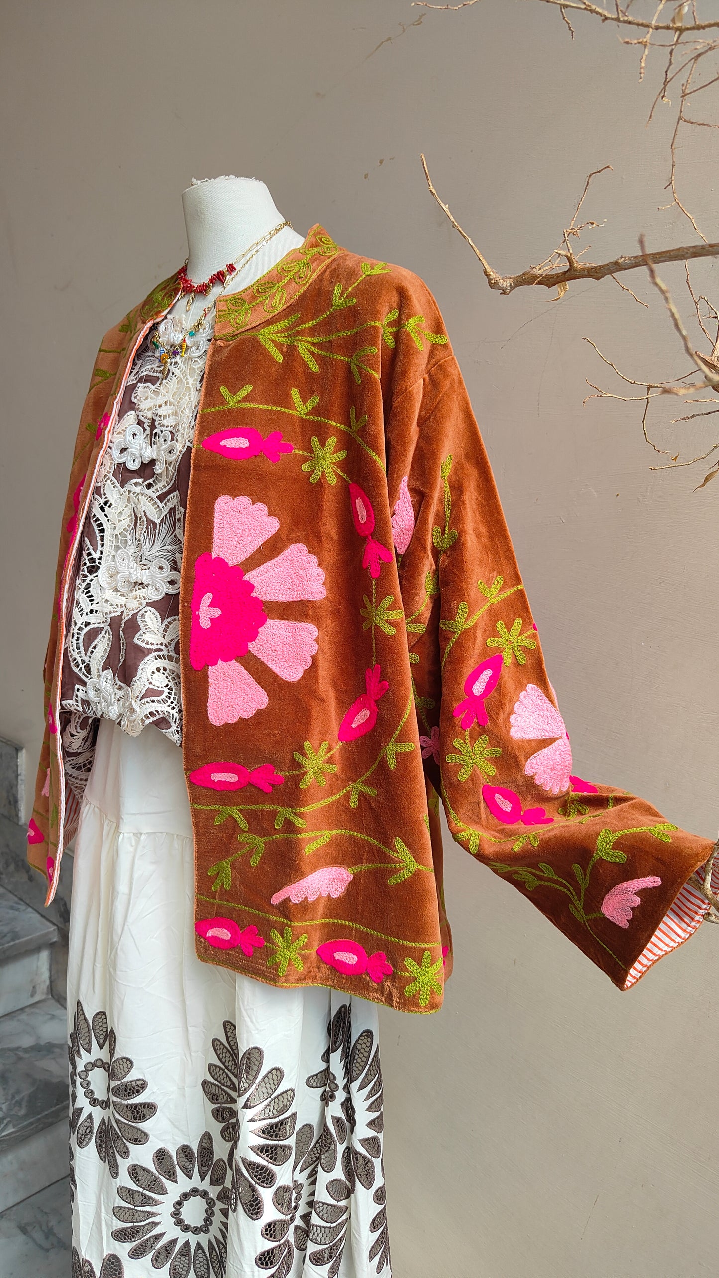 Giacca Boho con Tasche Laterali