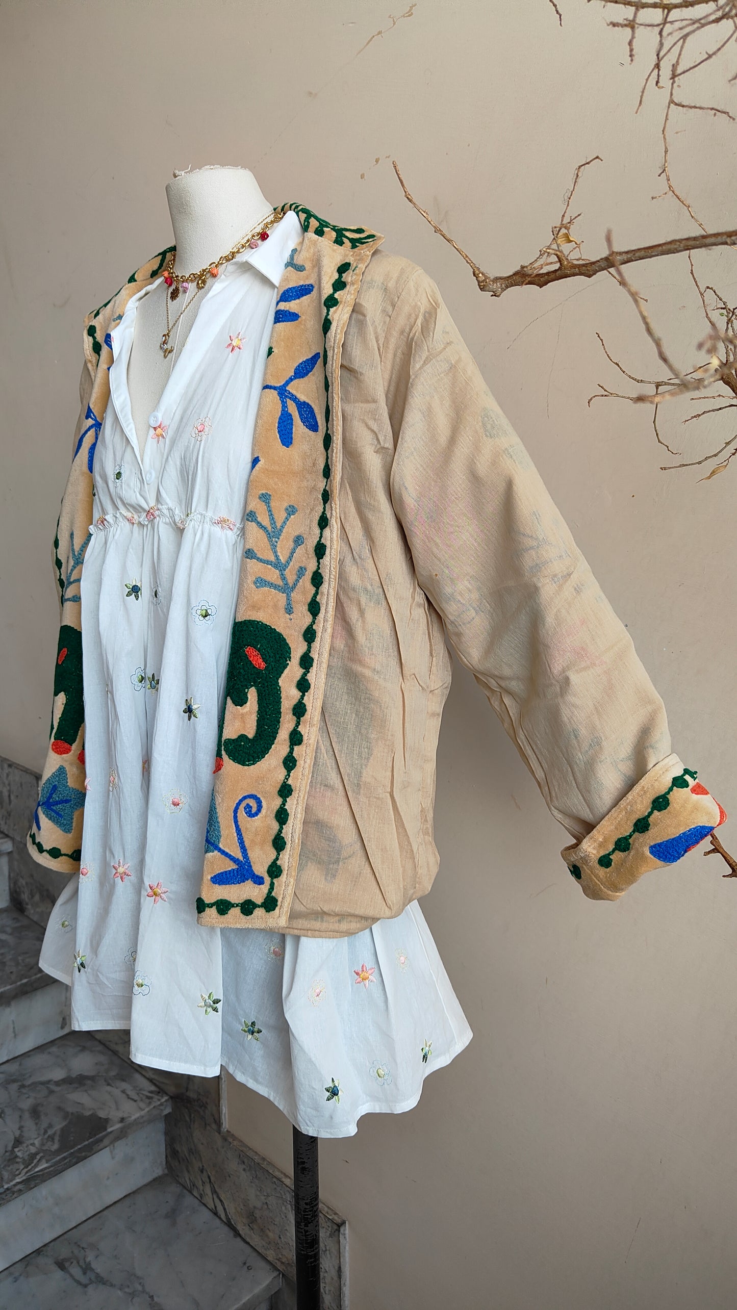 Giacca Boho con Tasche Laterali