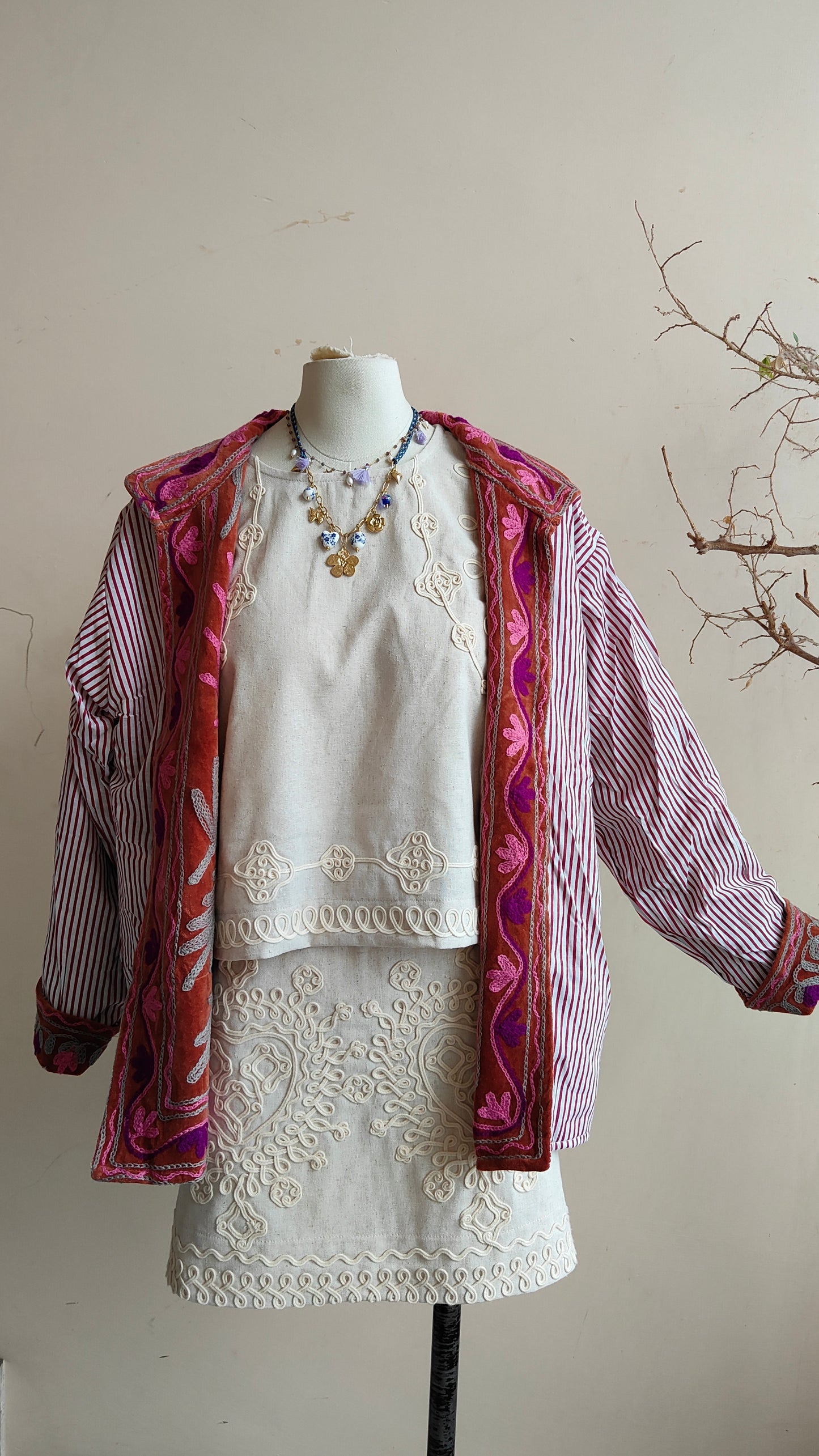 Giacca Boho con Tasche Laterali