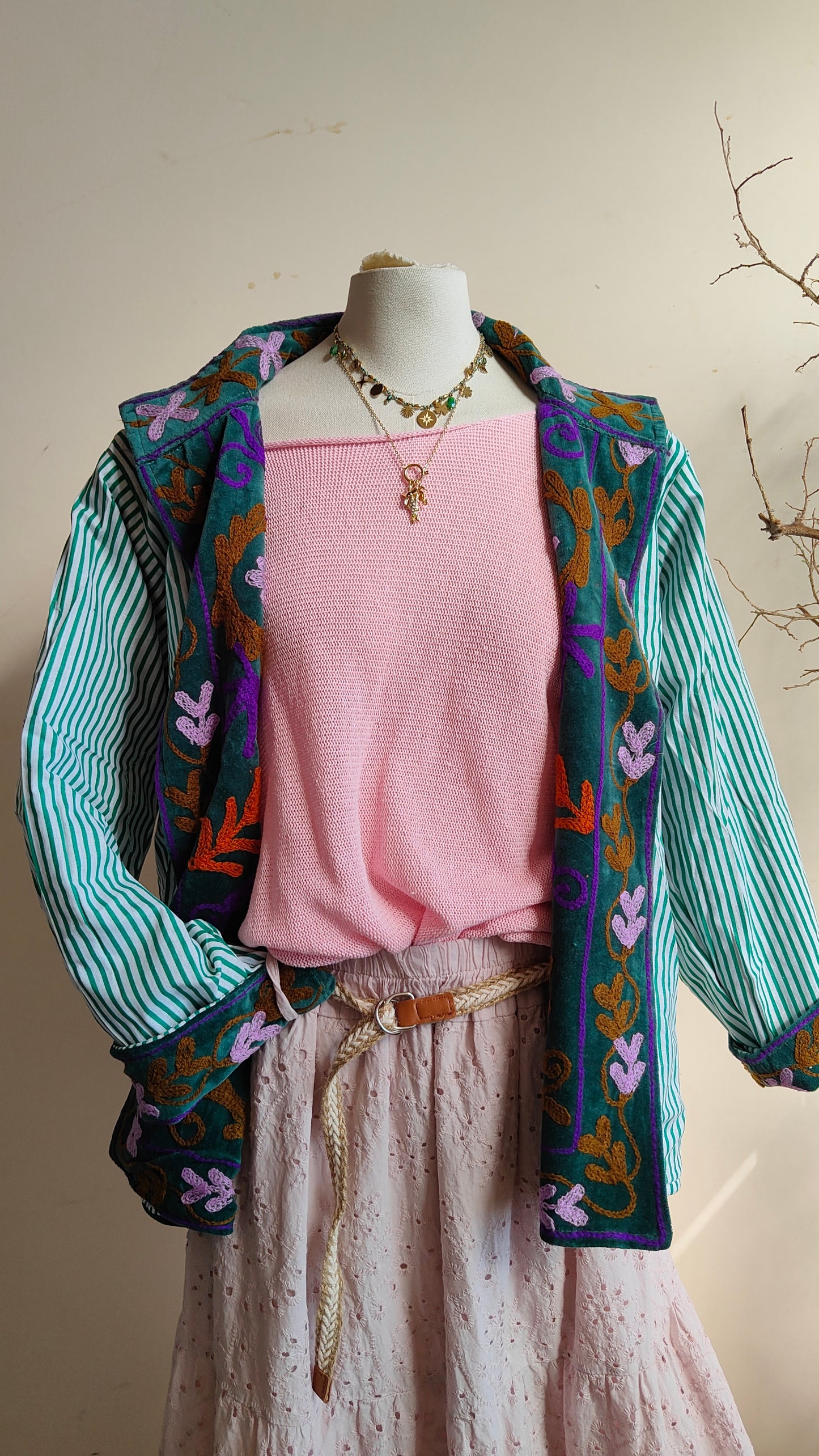 Giacca Boho con Tasche Laterali