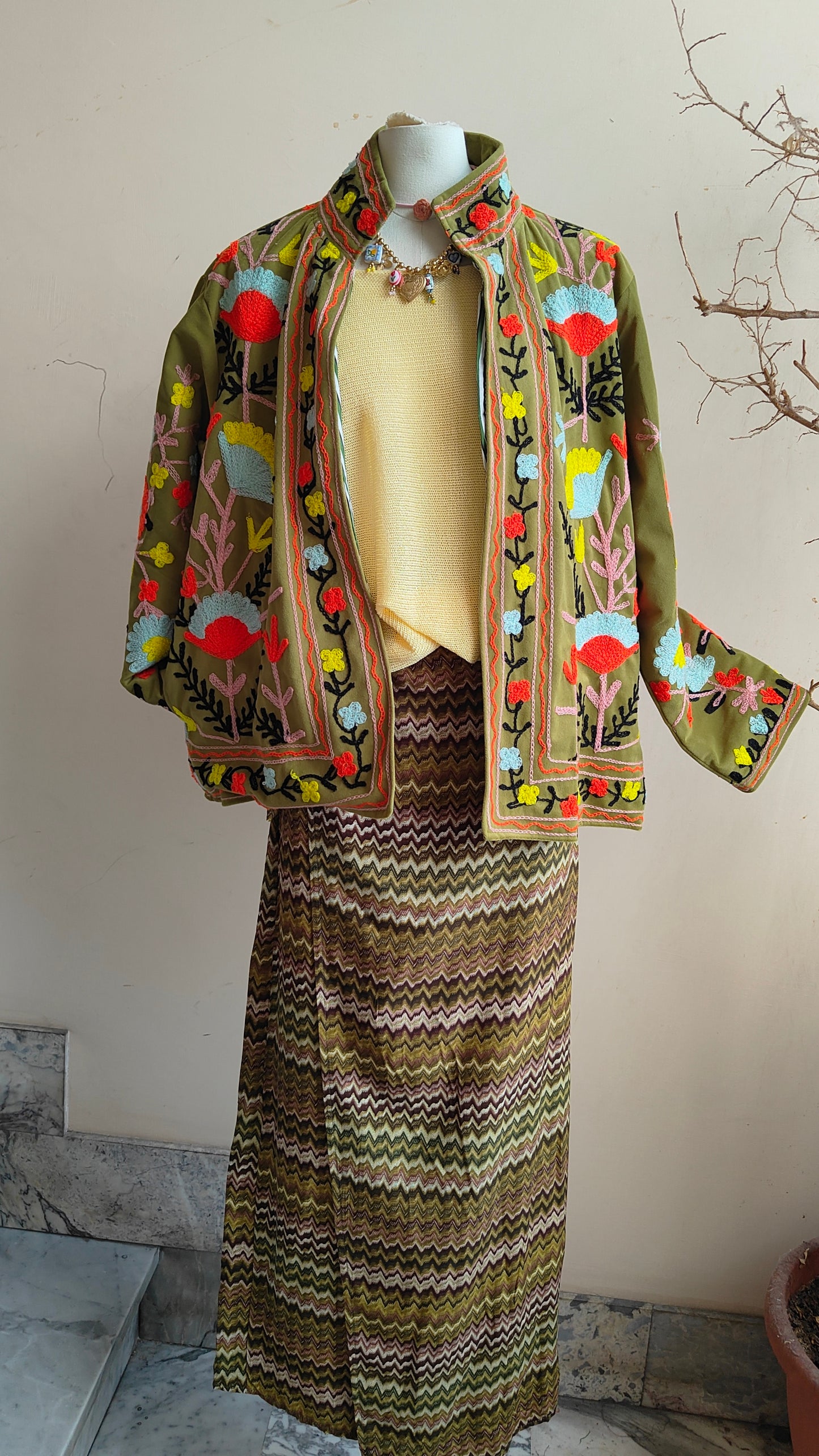 Giacca Boho con Tasche Laterali